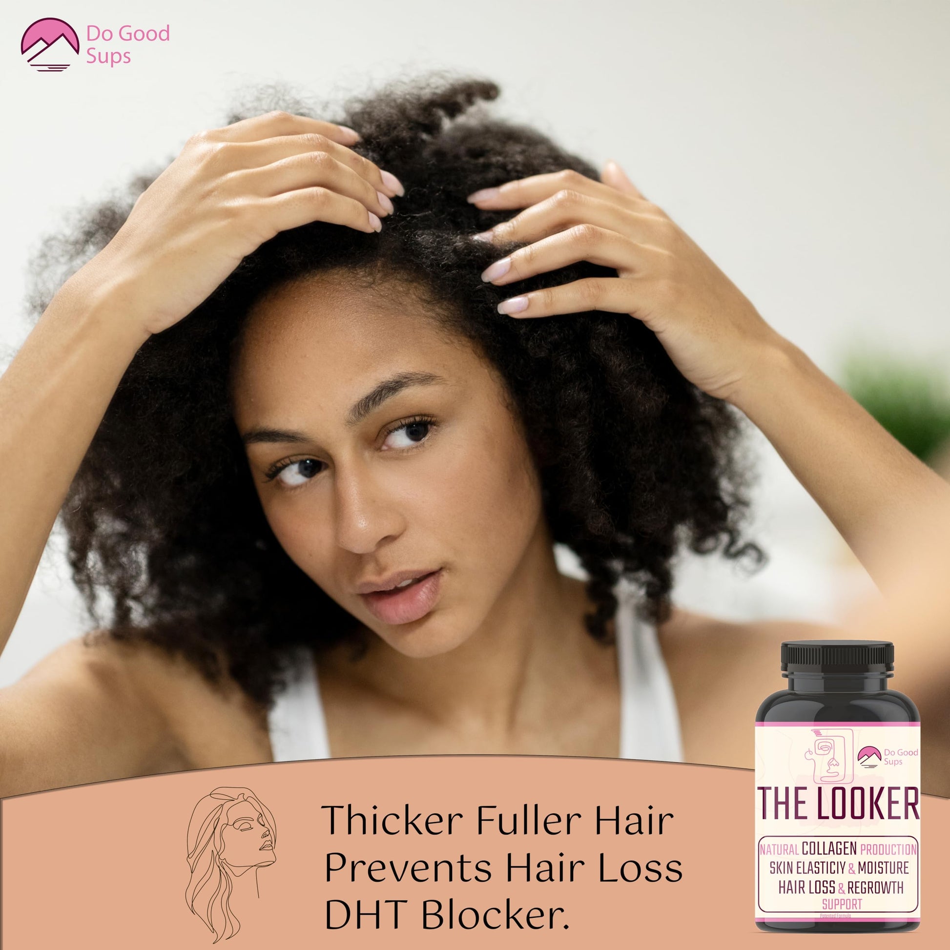 Do Good Sups The Looker 60 Caps- Skin Hair and Nails Vitamins - Natural Collagen Production - Reduces Hair Thinning - Skin Elasticity - Skin Moisture - Plant Sterols Bromelain Zinc Vitamin E Selenium Do Good SupsAu supplements