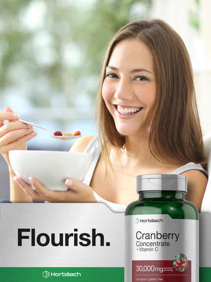 Cranberry Concentrate Extract Pills + Vitamin C | 30,000mg | 120 Capsules | Triple Strength HorbäachUS supplements