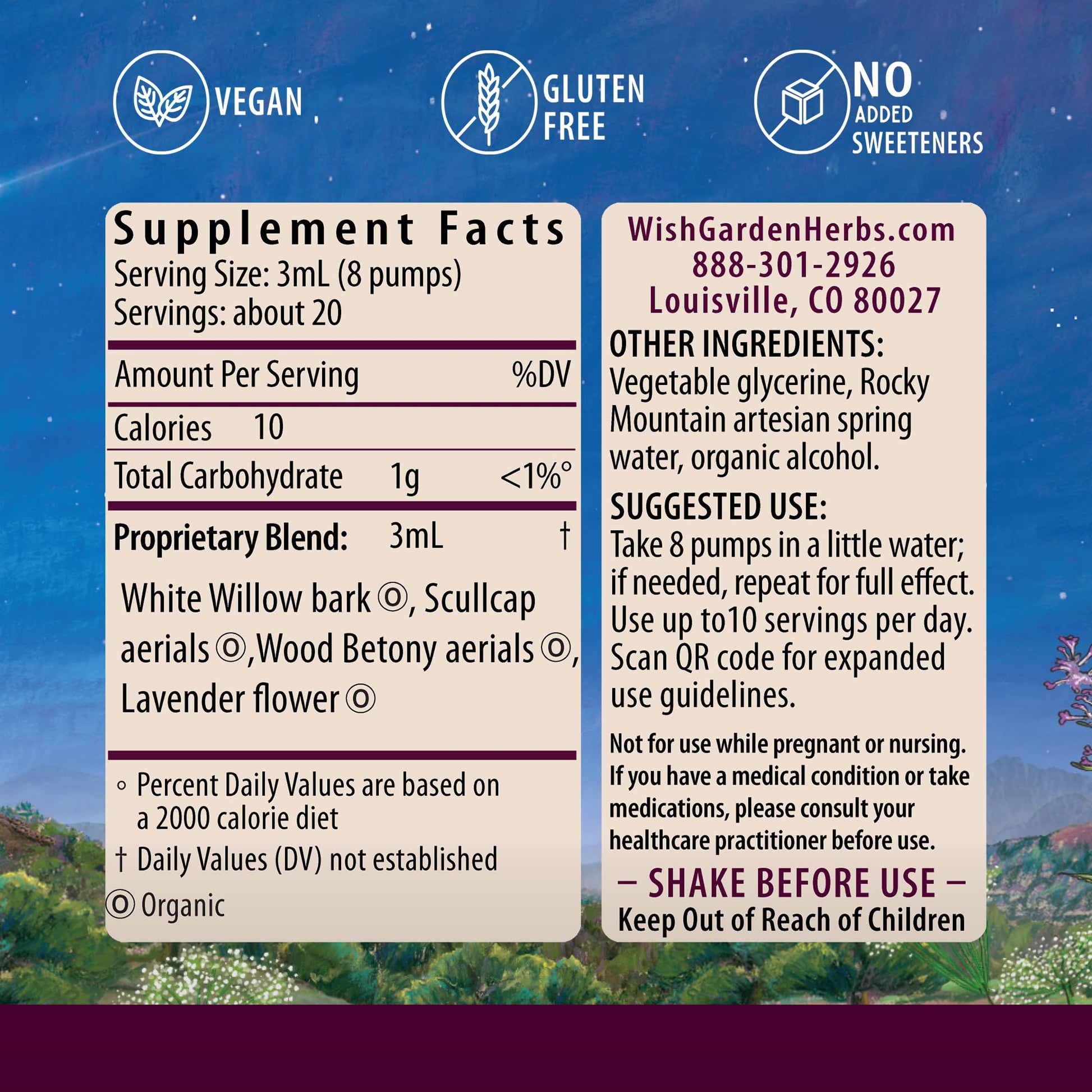 WishGarden Herbs Cranial Comfort - Plant-Based Herbal Supplement with White Willow Bark Extract, Lavender & Scullcap Supports Release of Head, Neck & Shoulders Tension, Stress & Muscle Tension, 4oz WishGardenAu supplements