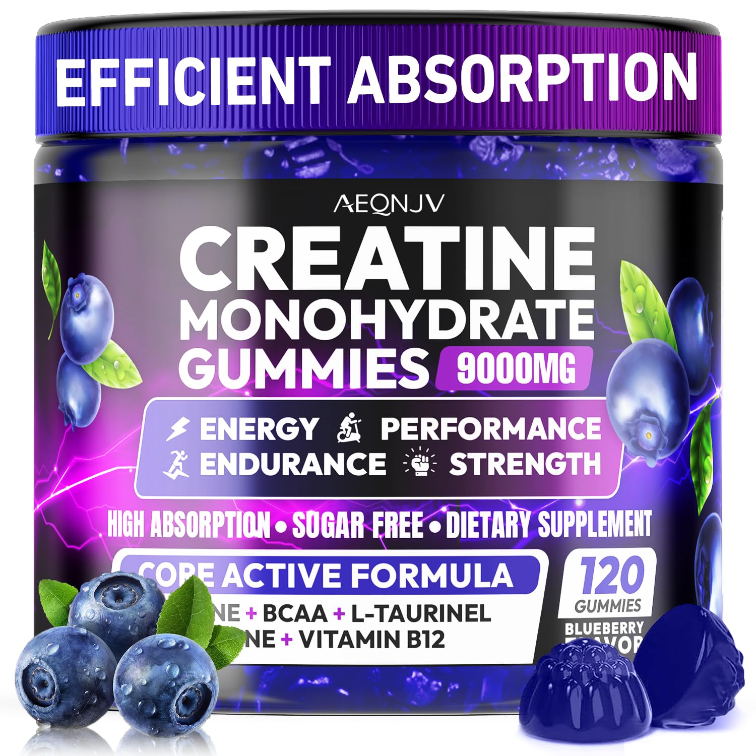 AEQNJV Creatine Gummies Monohydrate Complex for Men & Women, 9000MG Creatine Pre-Workout Supplement Enhance Muscle Strength Recovery Cognitive Health & Memory, 120 Gummies Sugar Free Vegan Non-GMO AEQNJVAu supplements