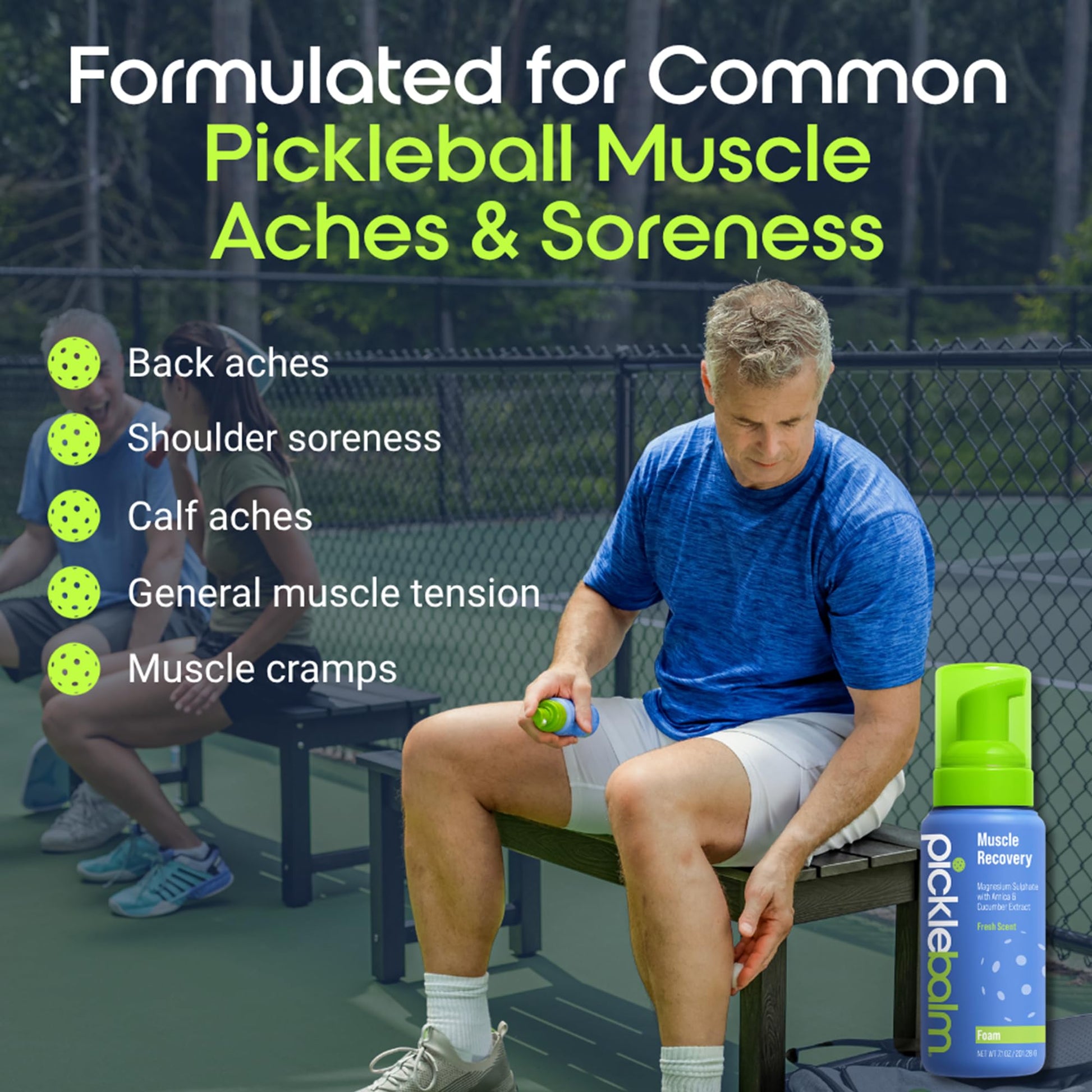 PickleBalm Pickleball Post-Game Foam Muscle Cramp Relief and Relaxer with Magnesium Sulphate, Arnica & Cucumber Extract for Pain and Leg Cramps, Sore Muscle Relief, 7.1oz Bottle PickleBalmAu supplements