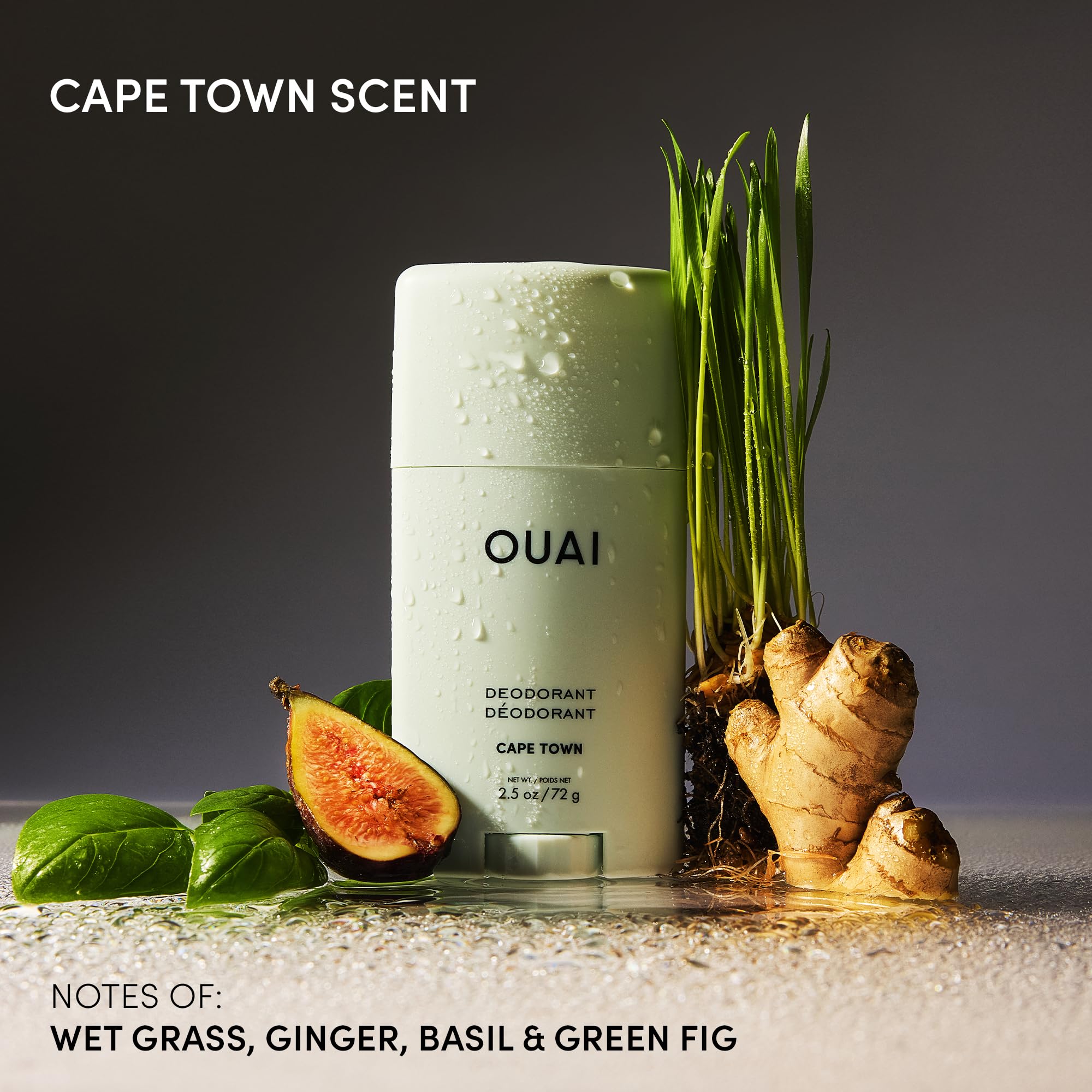 OUAI Aluminum Free Deodorant - Women's Deodorant with 24-Hour Odor Control & Invisible Application - Enriched with Notes of Wet Grass, Ginger, Basil & Green Fig - Cape Town (2.5 oz) OUAIAu supplements