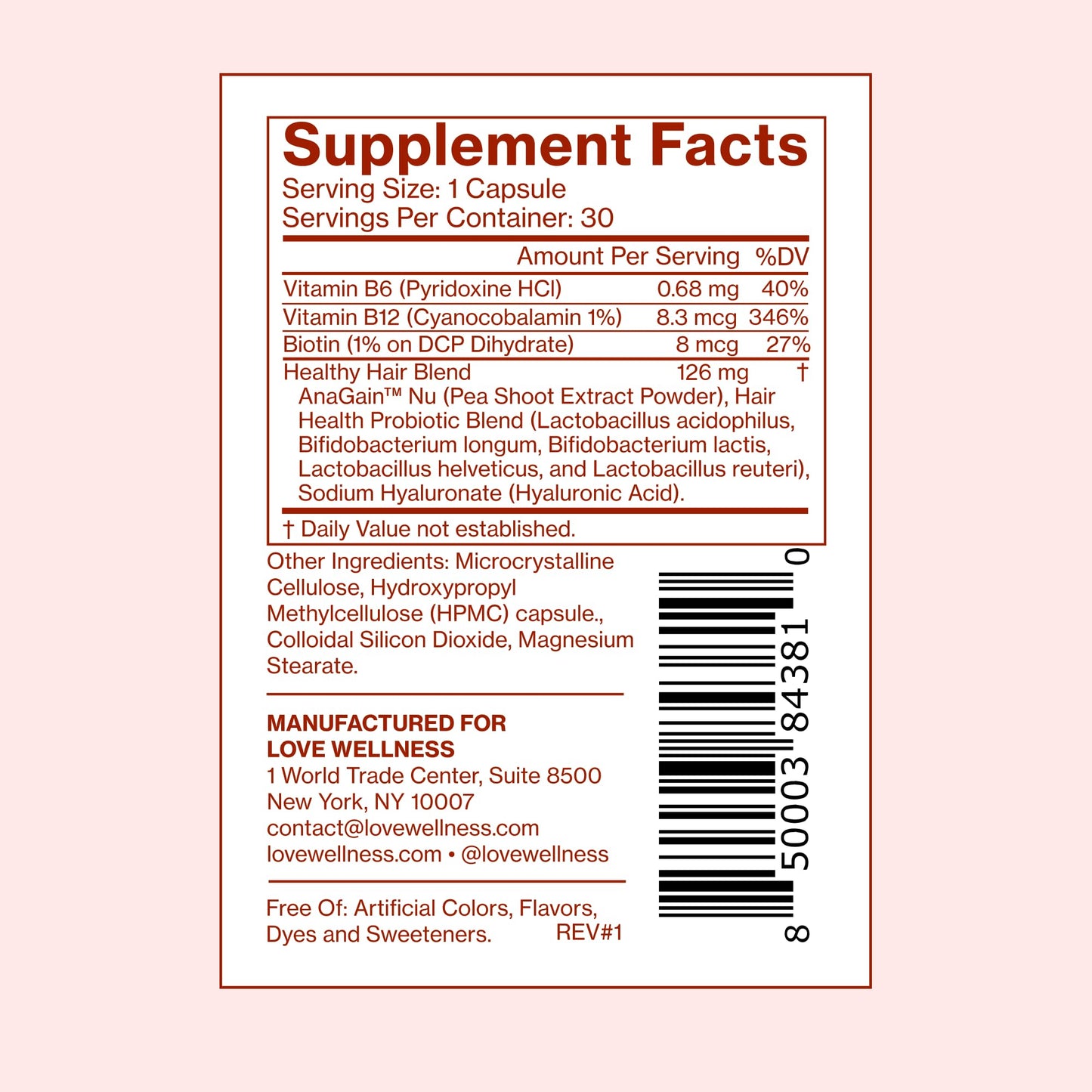 Love Wellness Healthy Hair Probiotics | Support Hair Growth with Biotin and Vitamin B12 & B6 | Supplement for Healthy Scalp & Thicker, Fuller Looking Hair | Safe & Effective | 30 Capsules Love WellnessUS supplements