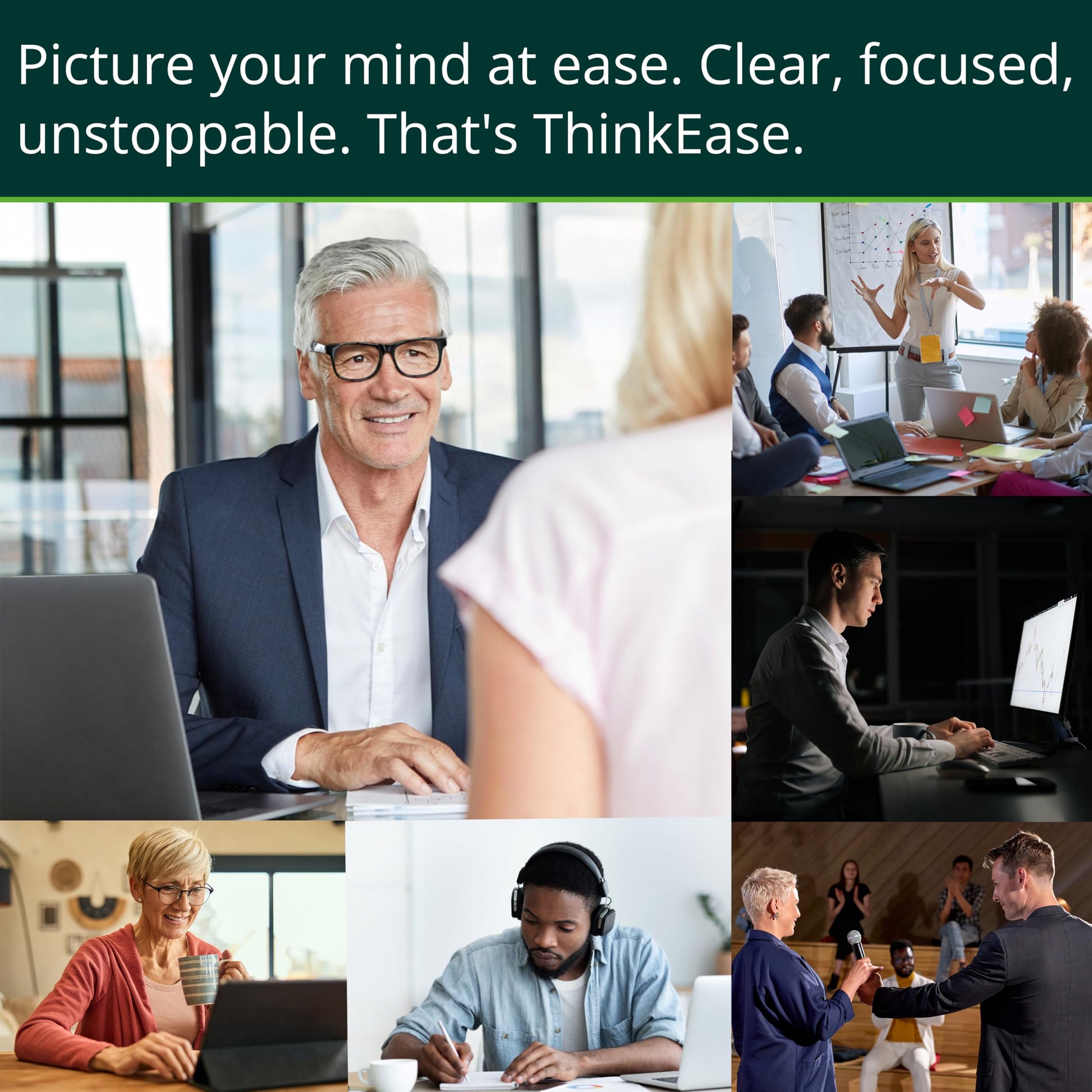 ThinkEase Brain Supplement (120 Capsules) | Memory, Mental Clarity, Focus, Cognitive Performance | Nootropic Supplement with L-Theanine, Acetyl L-Carnitine, Phosphatidylserine, Lion's Mane & More ThinkEaseAu supplements