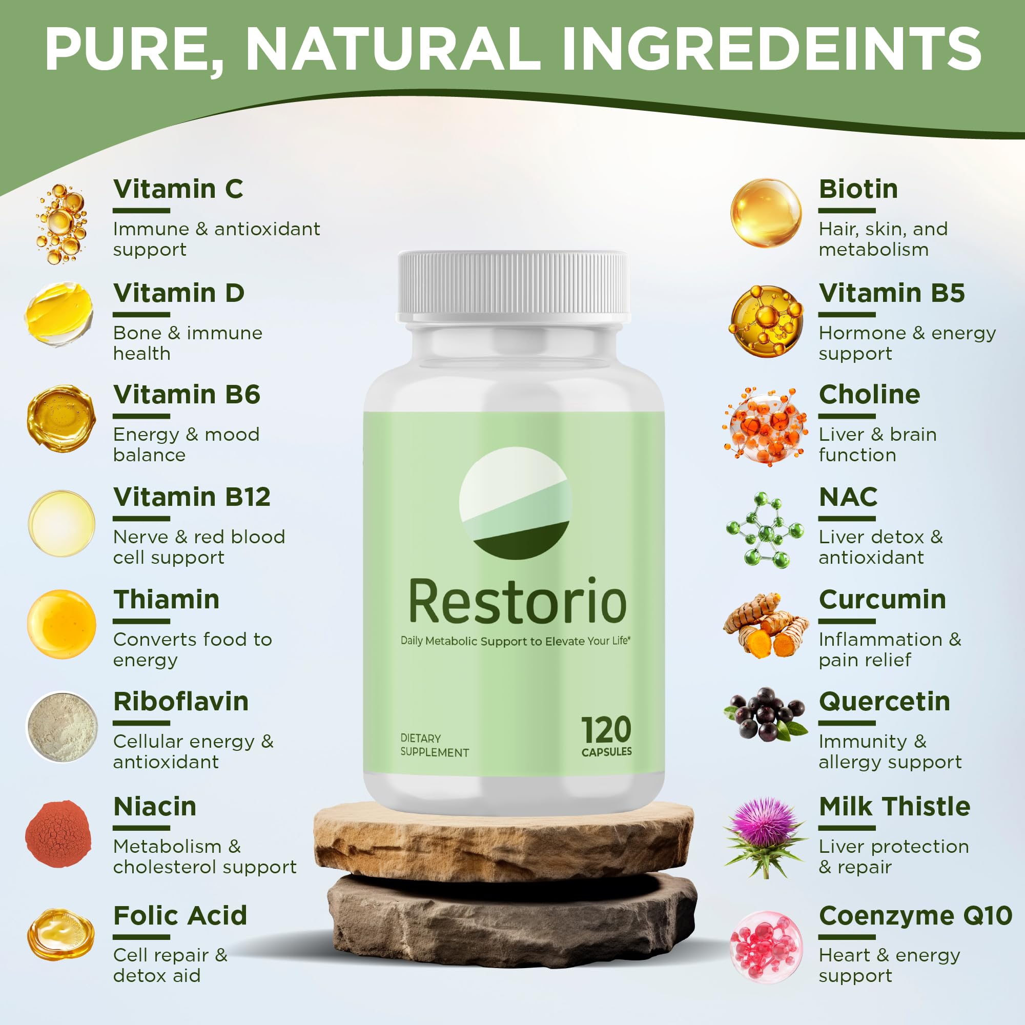 Restorio™ Metabolic Health Support Capsules - Liver & Inflammation Support - Hangover Prevention - Exercise Recovery - 120 Capsules RestorioAu supplements