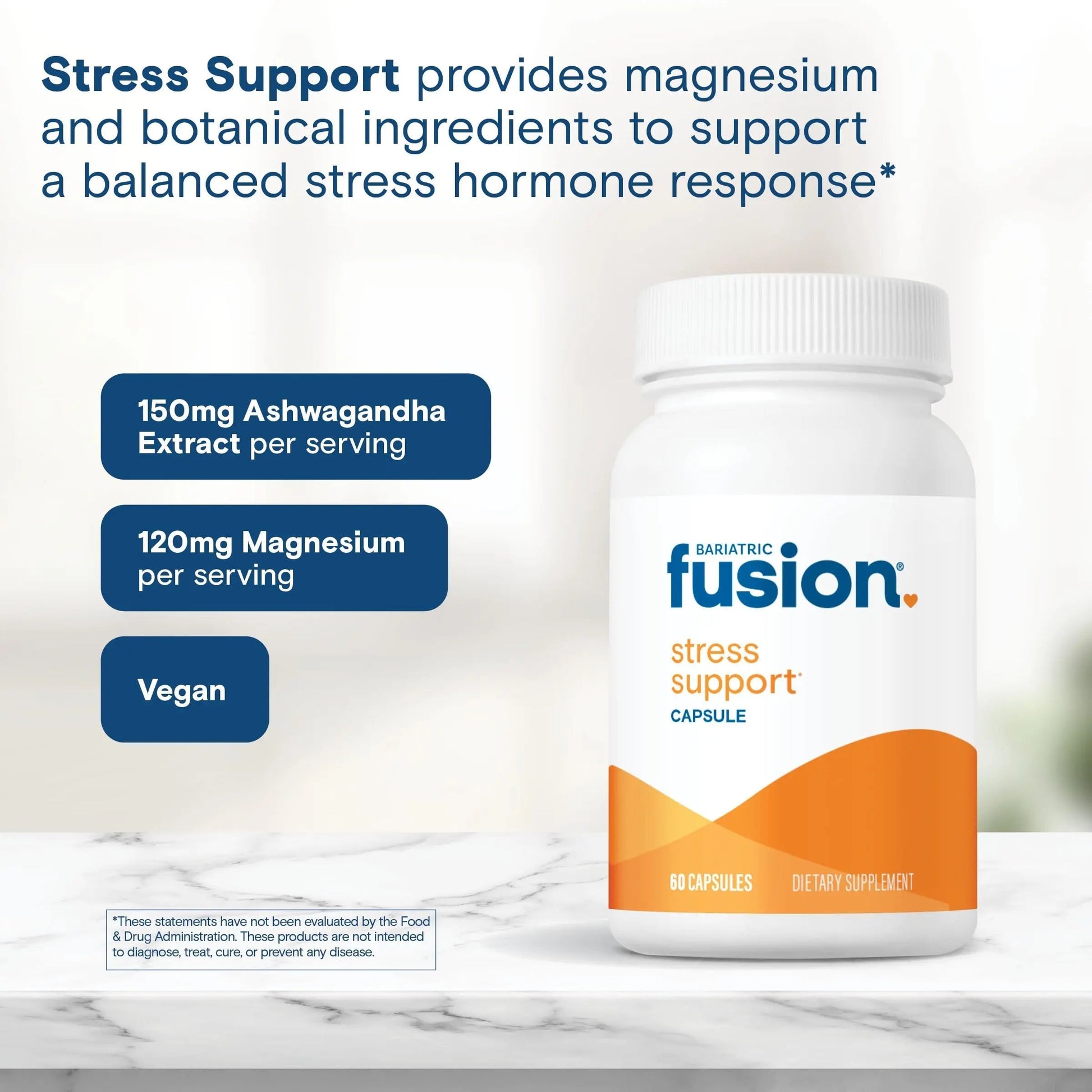 Bariatric Fusion Stress Support* | Vegan Supplement with Magnesium and Ashwagandha | Daily Vitamin for Women and Men | Bariatric FusionAu supplements