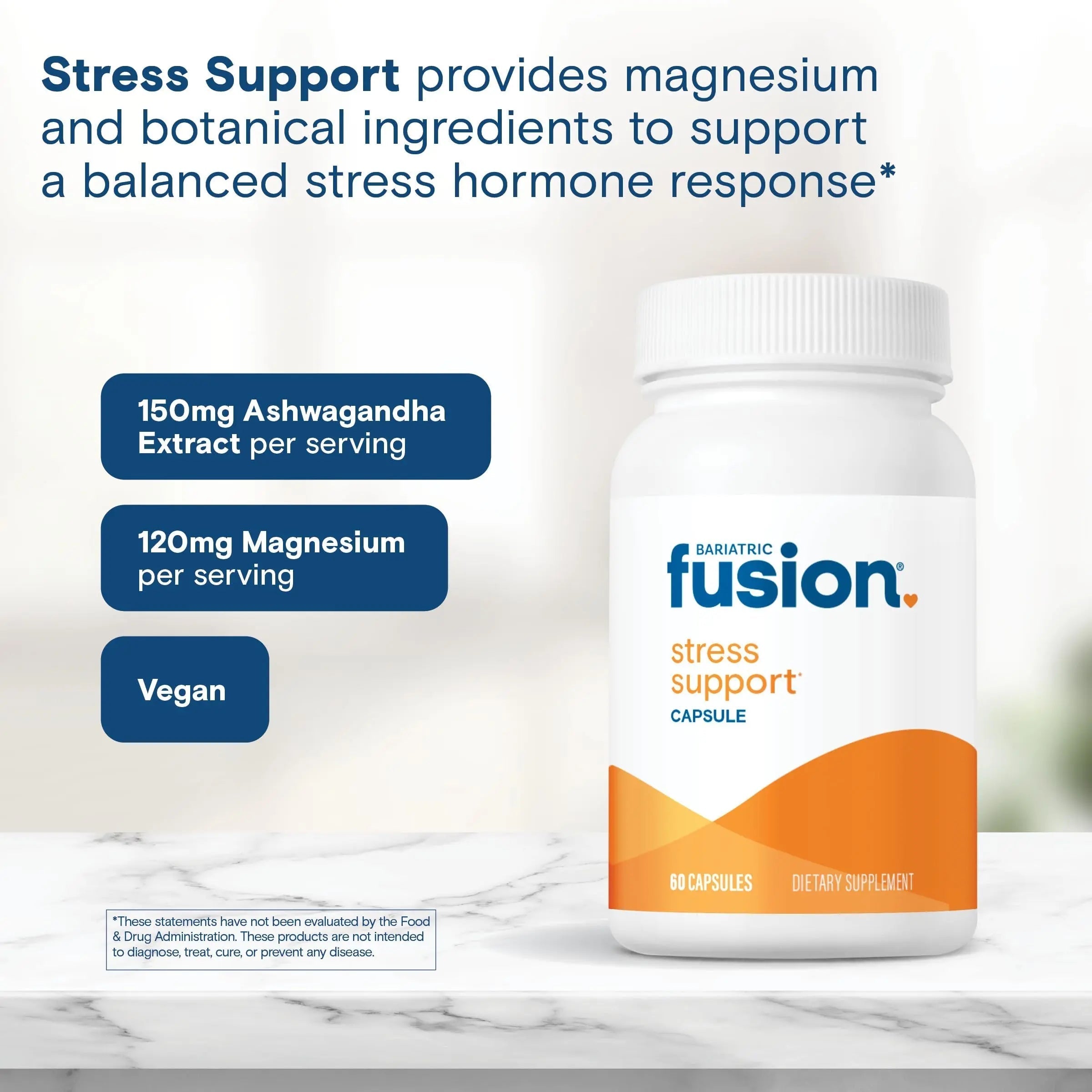 Bariatric Fusion Stress Support* | Vegan Supplement with Magnesium and Ashwagandha | Daily Vitamin for Women and Men | Bariatric FusionAu supplements