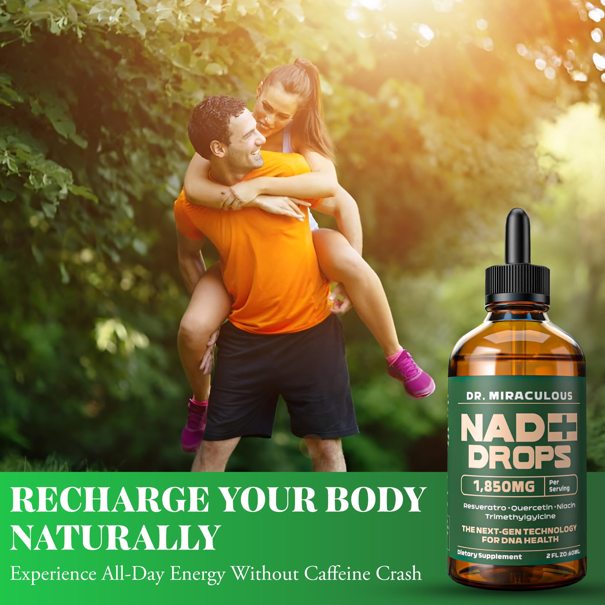 Dr. Miraculous Pure NAD+ Supplements 1850mg Liquid Drops for Women & Man | Nicotinamide Riboside Organic NAD Plus Boosting Supplement - Natural Lemon Flavor Dr. MiraculousAu supplements