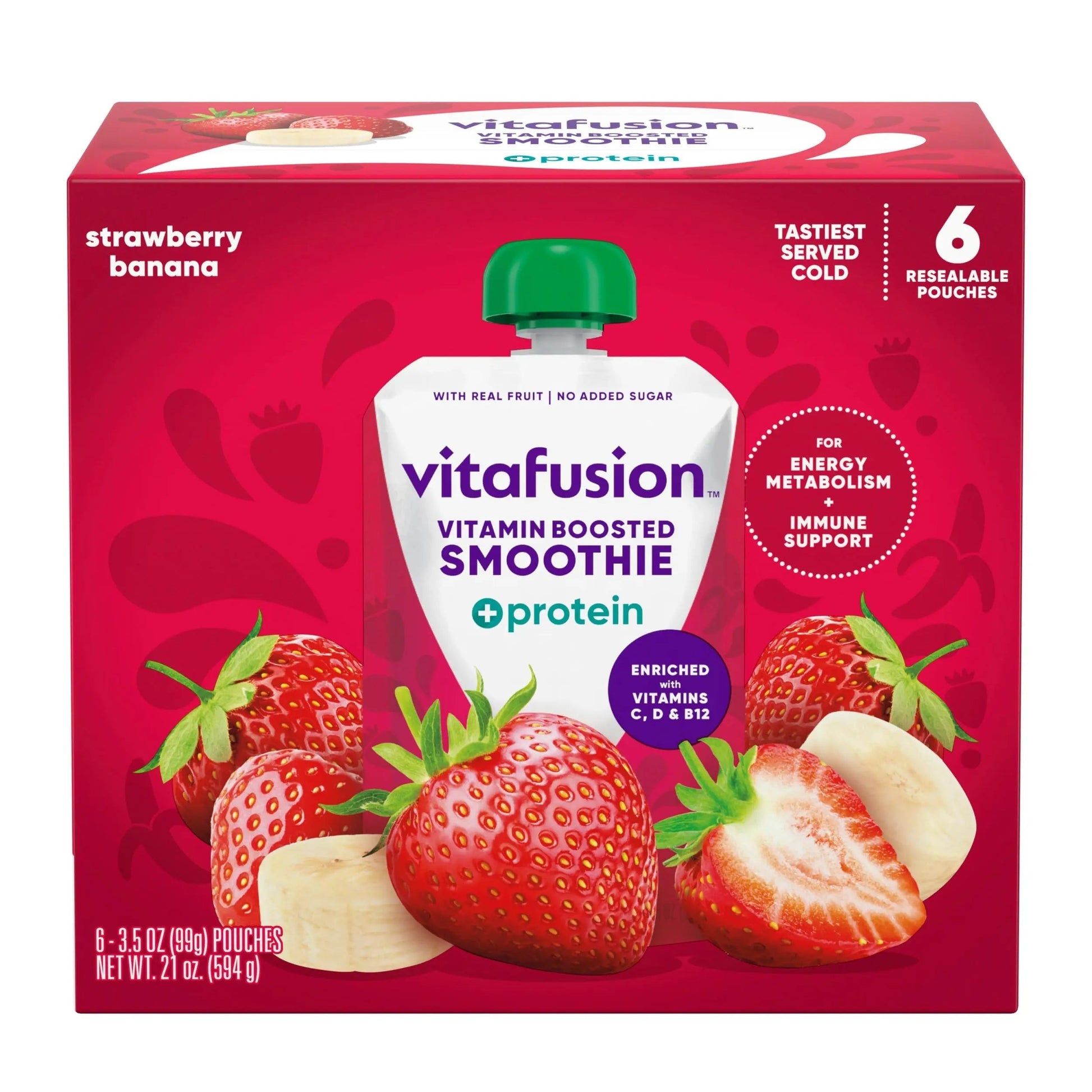 vitafusion Vitamin-Boosted Smoothie +Protein for Energy Metabolism and Immune Support, Strawberry Banana Flavor Excellent Source VitafusionAu supplements