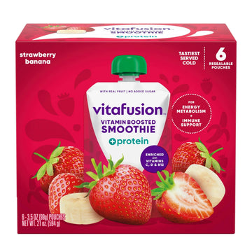 vitafusion Vitamin-Boosted Smoothie +Protein for Energy Metabolism and Immune Support, Strawberry Banana Flavor Excellent Source VitafusionAu supplements