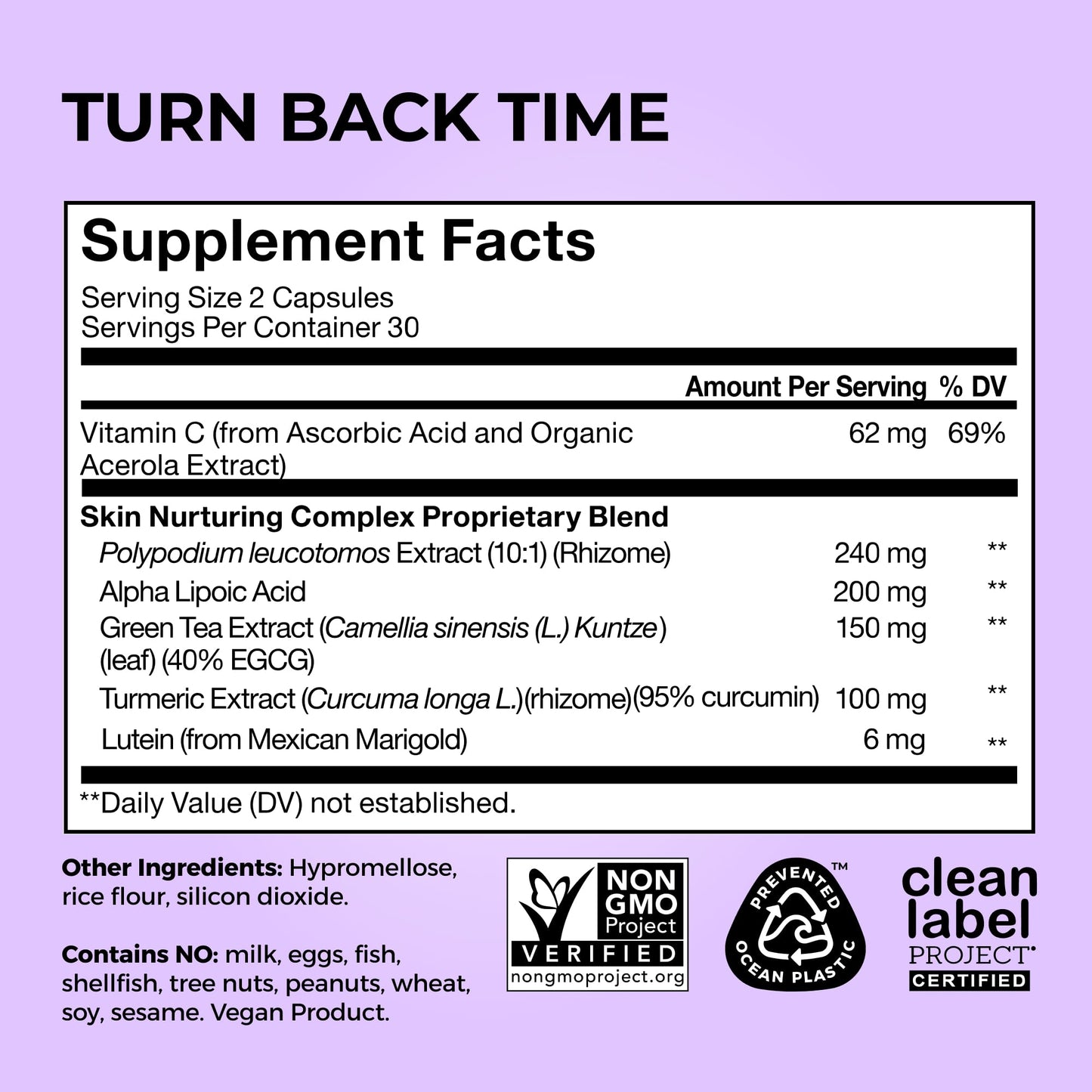 HUM Turn Back Time Turmeric Supplement for Youthful Looking Skin Support with Green Tea Extract, Lutein & Polyphenols, Skin Care Aging & Collagen Support Capsules for Even Tone, 60 Vegan Capsules HUMUS supplements