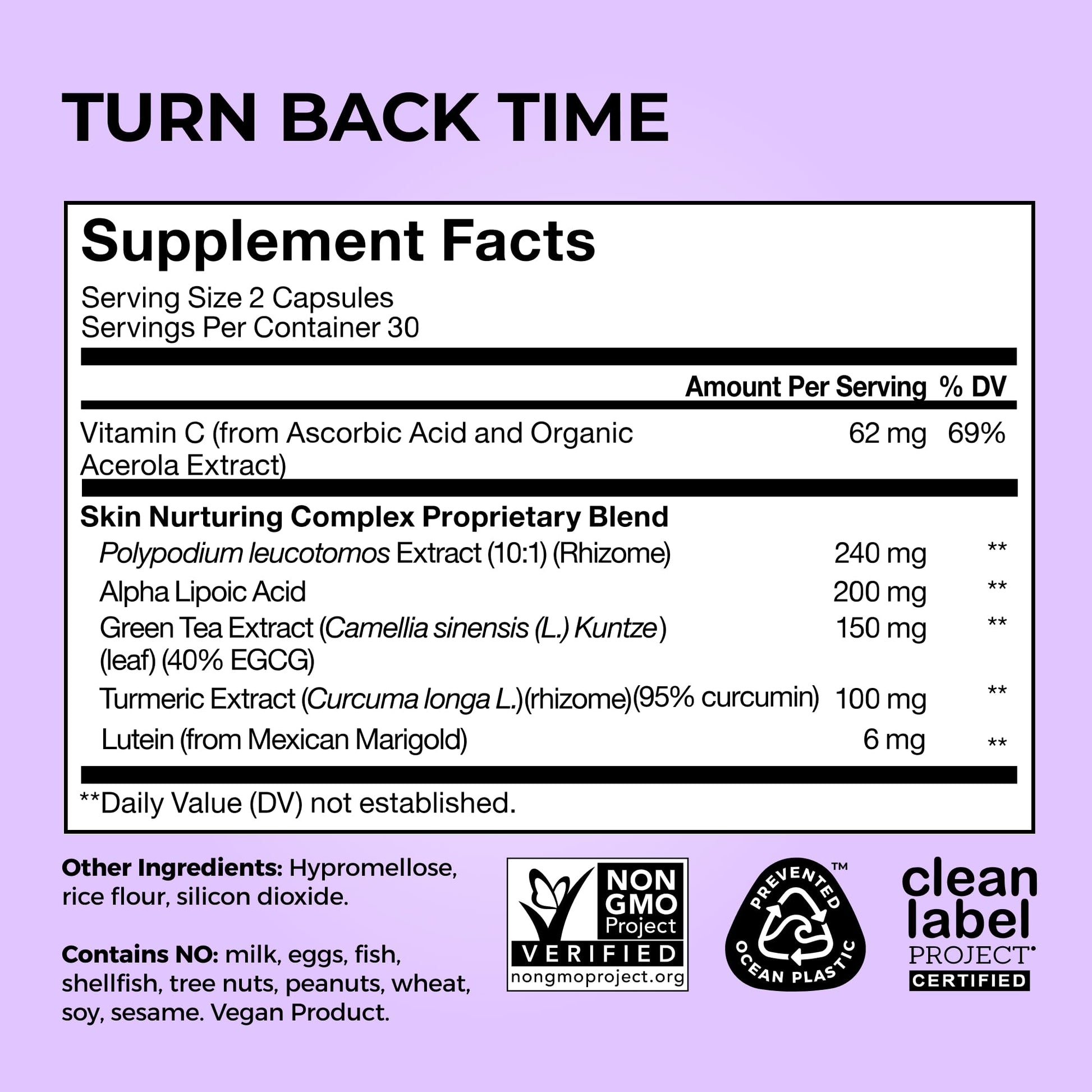 HUM Turn Back Time Turmeric Supplement for Youthful Looking Skin Support with Green Tea Extract, Lutein & Polyphenols, Skin Care Aging & Collagen Support Capsules for Even Tone, 60 Vegan Capsules HUMUS supplements