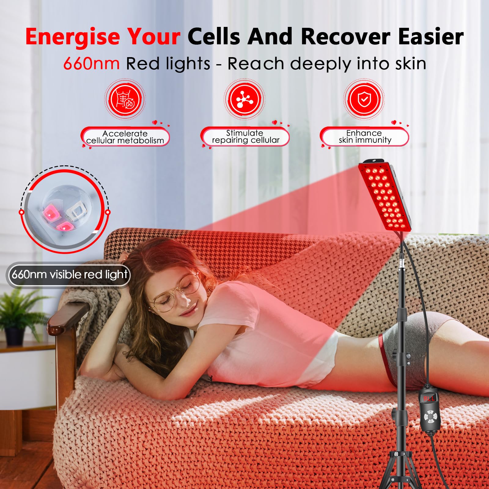 RUISQM Red Light Therapy Lamp, Infrared Light Therapy with Stand - 660nm Redlight & 850nm RUISQMAu supplements