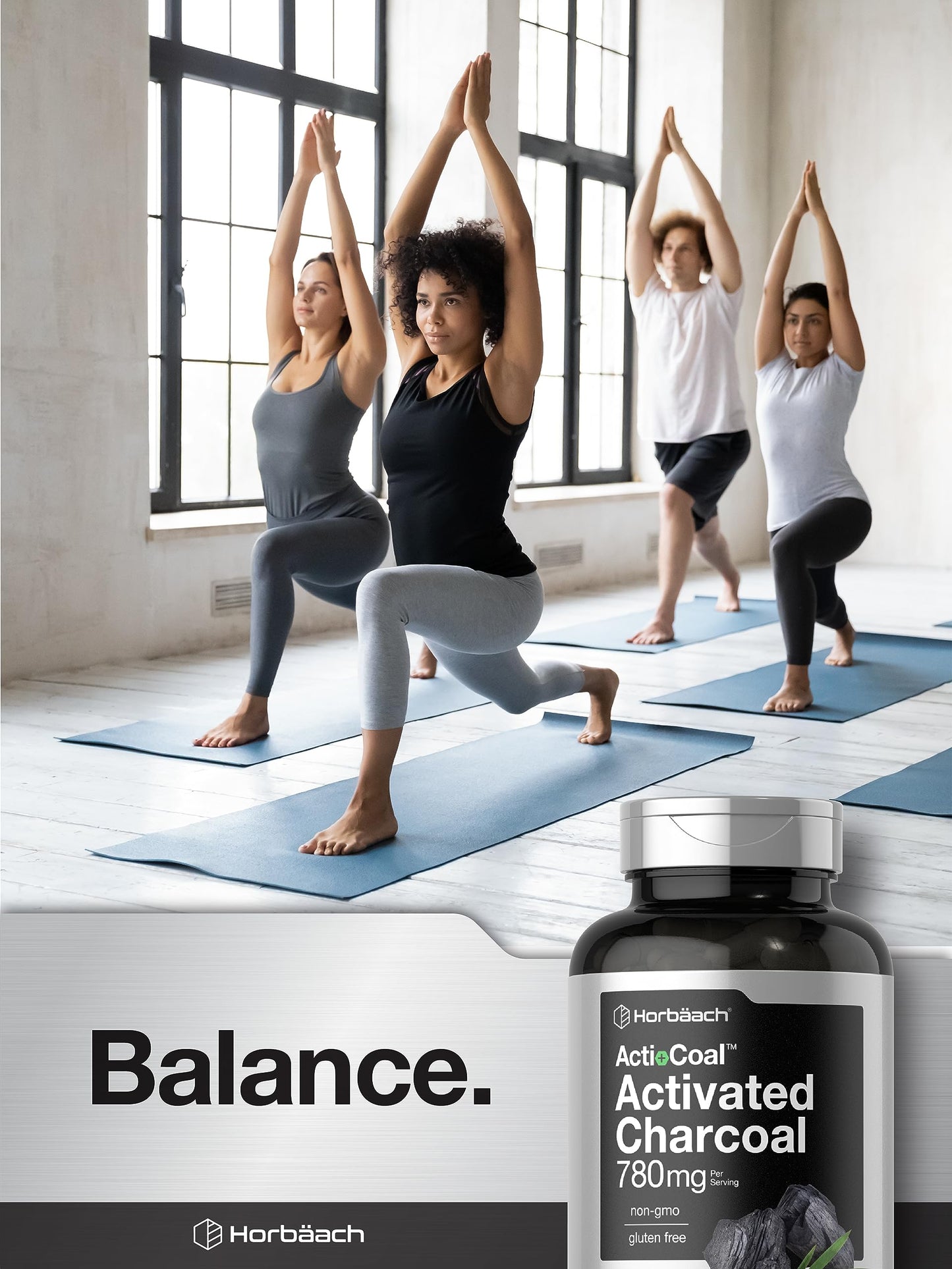 Charcoal Pills 780mg | 180 Capsules | Activated Charcoal from Coconut Shells | Non-GMO HorbäachUS supplements