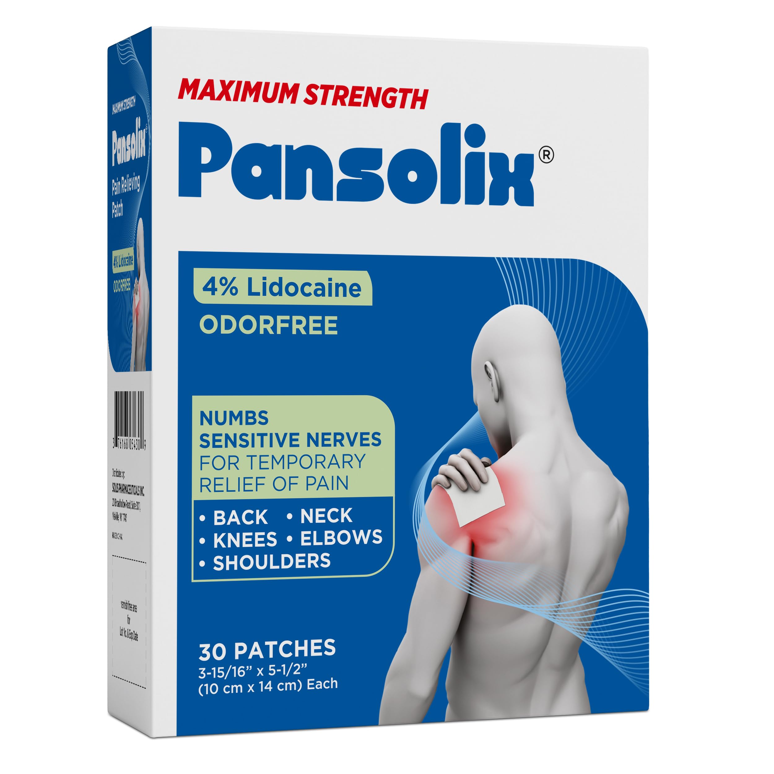 Pansolix Lidocaine Pain Relief Patches 4% | Topical Analgesic Patch | 10 x 14 cm | Skin Tone | Pack of 30 PansolixAu supplements