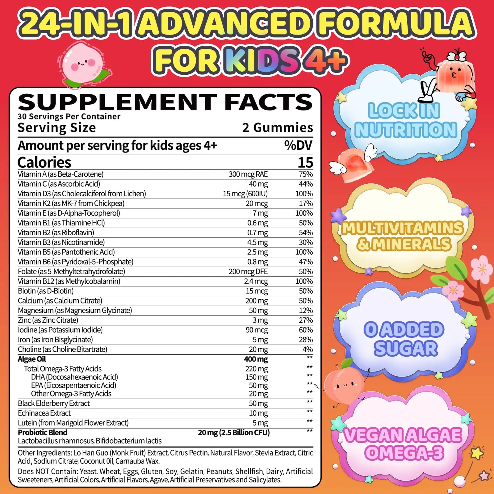 Fajeckma Organic Kids Multivitamin Gummies: Sugar Free Multi Vitamin Gummy with Vitamins D3 Iron Omega Probiotic Elderberry Calcium Zinc Dha FajeckmaAu supplements