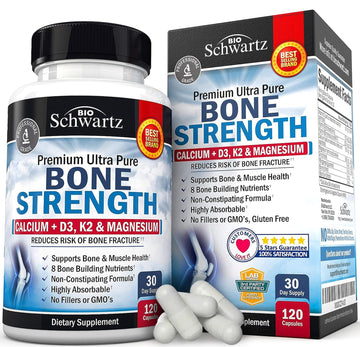 Bone Strength Supplement with Calcium + D3, K2 & Magnesium - Highly Absorbable BioSchwartzAu supplements