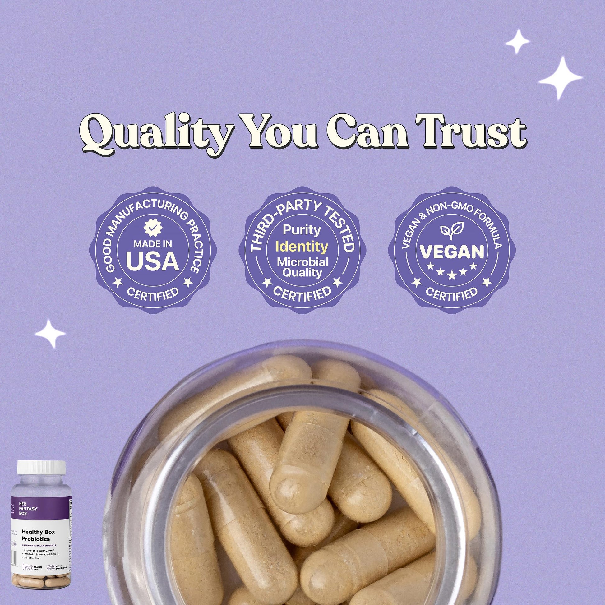 Her Fantasy Box | Healthy Box | Vaginal Probiotics for Women – Prebiotics + Advanced Lactobacillus Blend – Hormonal Balance, PMS Relief – Feminine Health Support with Cranberry & D-Mannose Her Fantasy BoxAu supplements