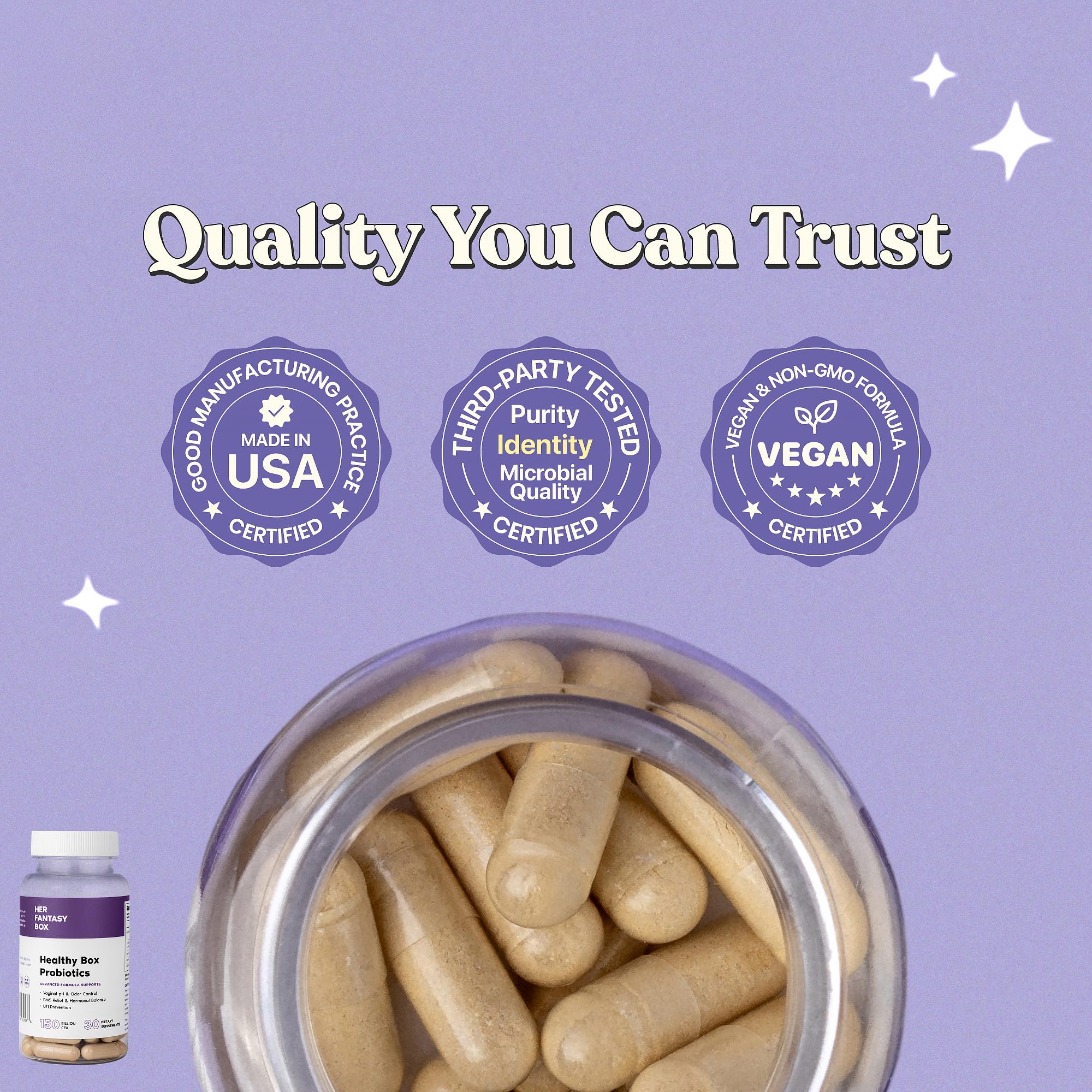 Her Fantasy Box | Healthy Box | Vaginal Probiotics for Women – Prebiotics + Advanced Lactobacillus Blend – Hormonal Balance, PMS Relief – Feminine Health Support with Cranberry & D-Mannose Her Fantasy BoxAu supplements