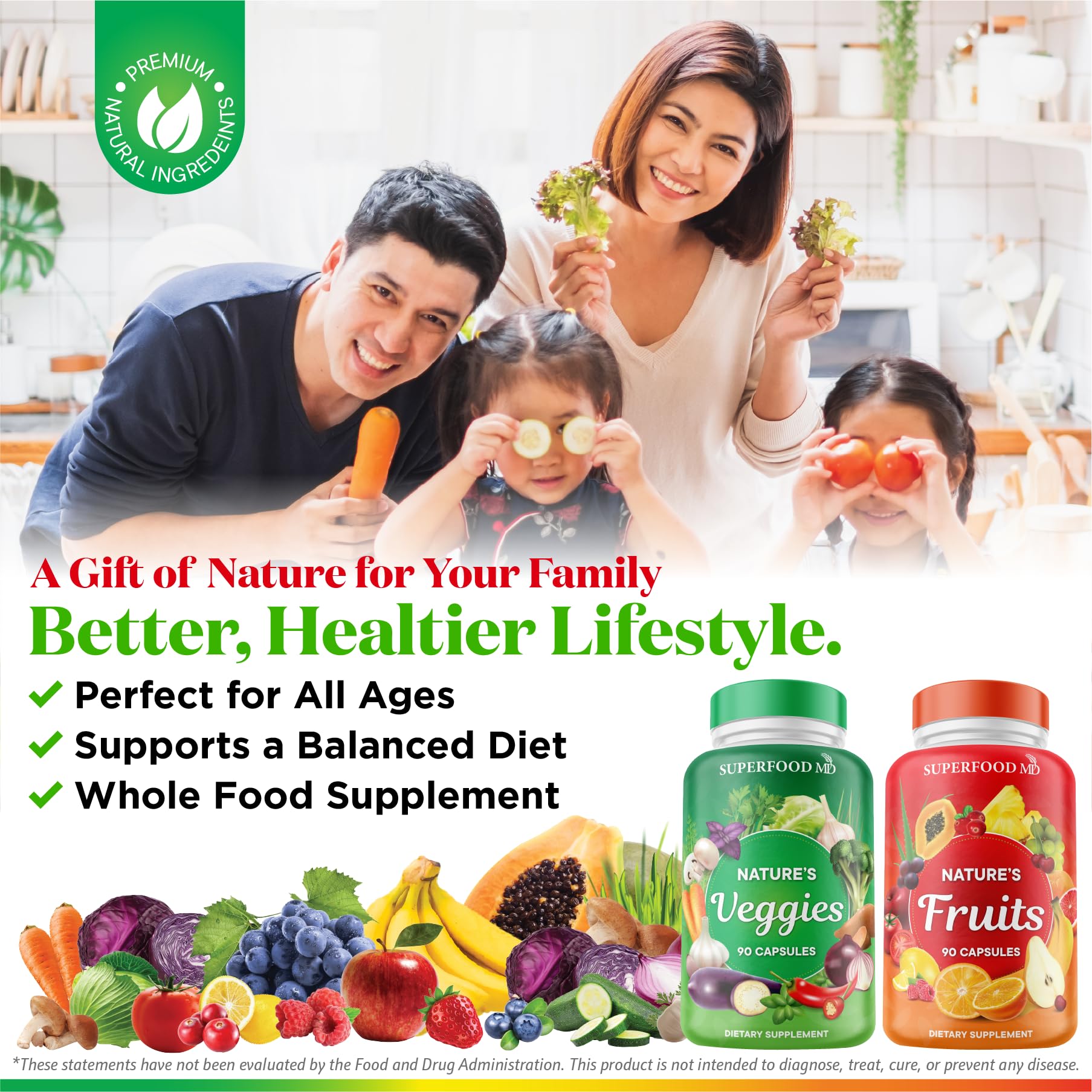 Superfood MD Fruits & Veggies Supplement - Whole Food Natural Superfoods - with Beta Carotene - Soy Free- 90 Count (Pack of 2) Superfood MDAu supplements