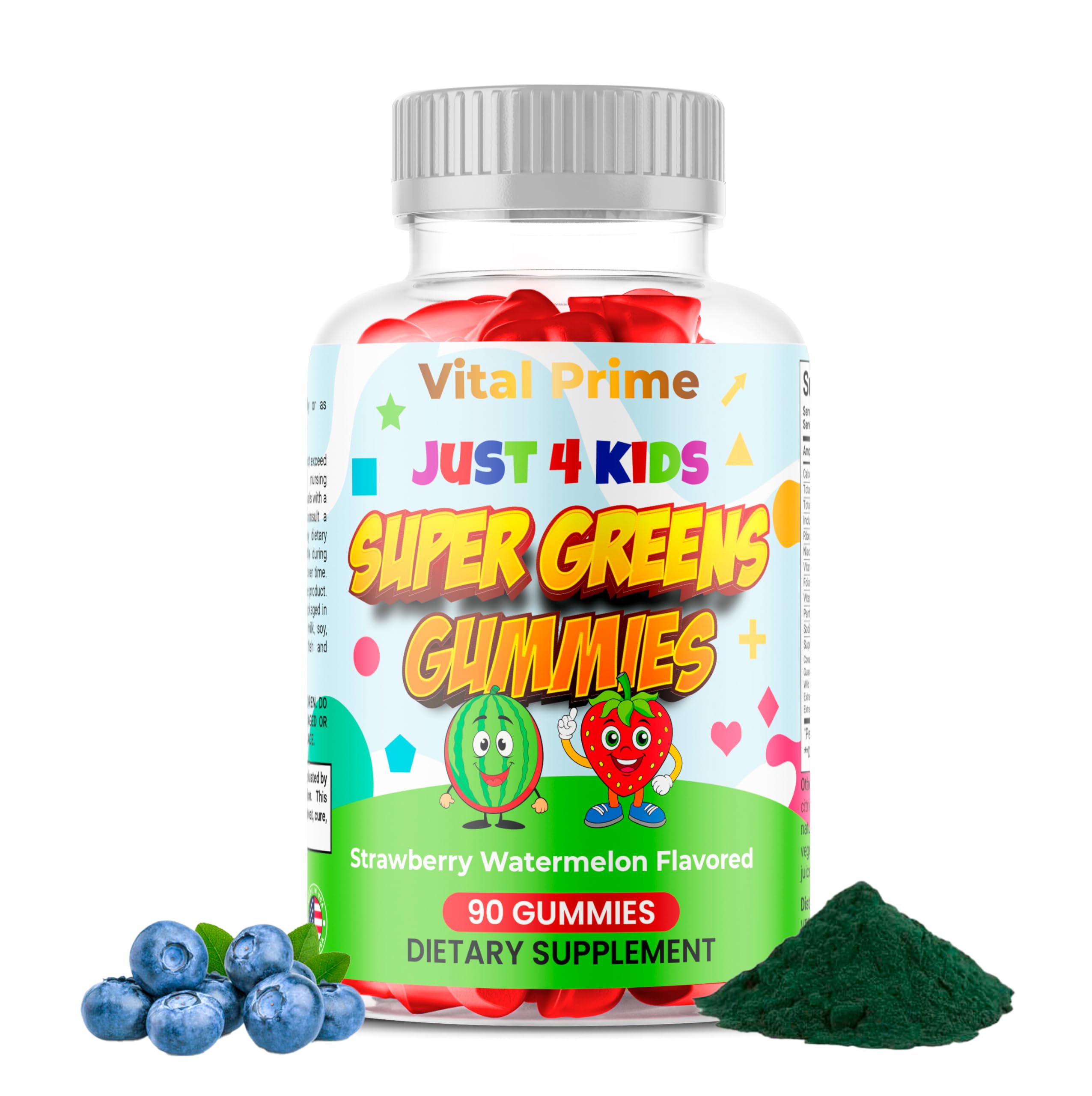 FourRoar Vital Prime Super Green Gummies for Kids 90 Count Strawberry & Watermelon Flavor | Fruit and Vegetable Gummies | Vegan Veggies Gummy Multivitamin for Kids FourRoarAu supplements