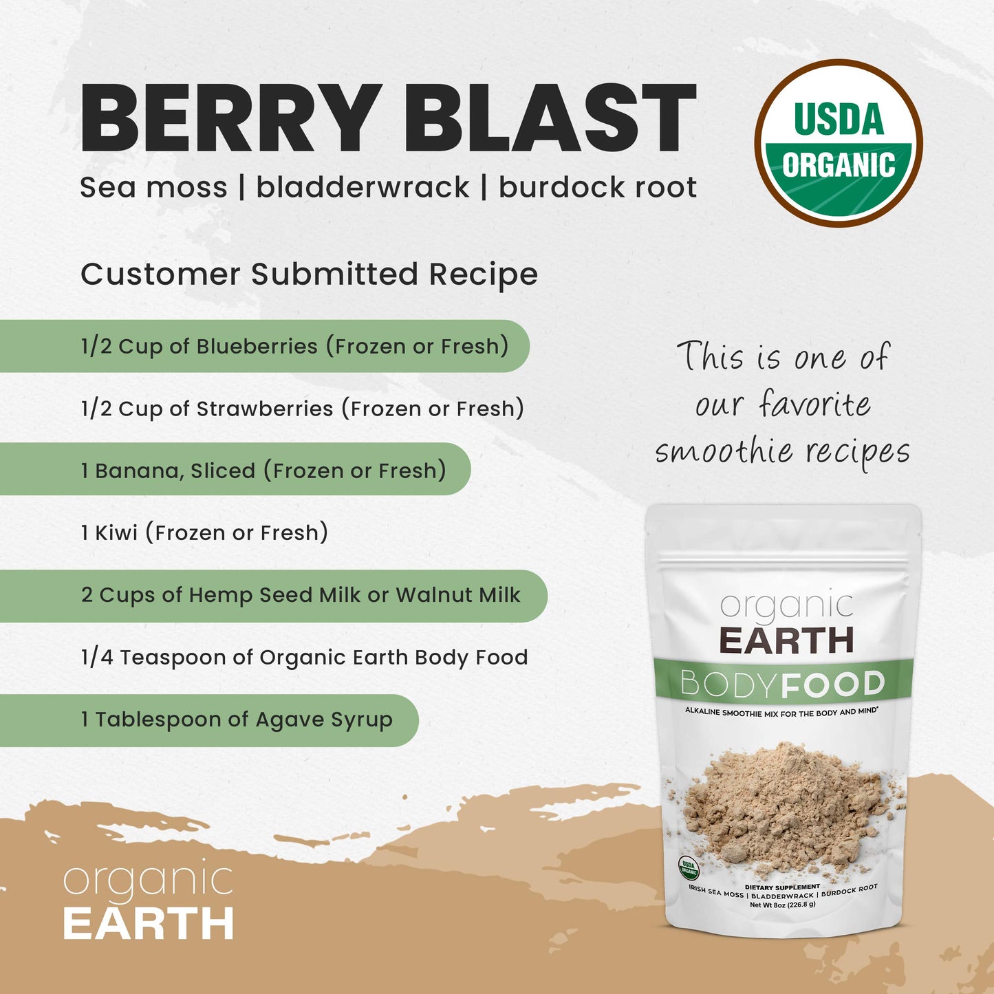 Organic Earth Irish Sea Moss Powder 8oz - Wildcrafted Sea Moss Organic with Bladderwrac Organic EarthUS supplements