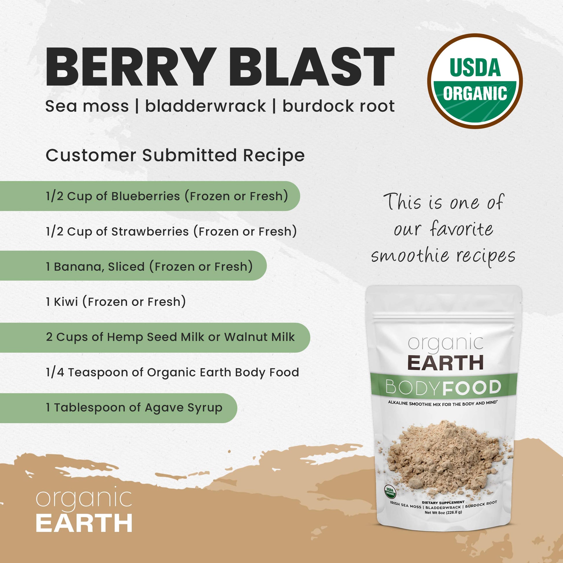 Organic Earth Irish Sea Moss Powder 8oz - Wildcrafted Sea Moss Organic with Bladderwrac Organic EarthUS supplements