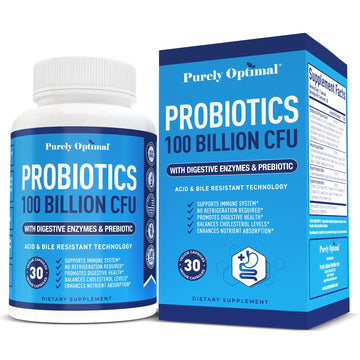 Purely Optimal Premium Probiotics 100 Billion CFU w/Digestive Enzymes Purely OptimalUS supplements
