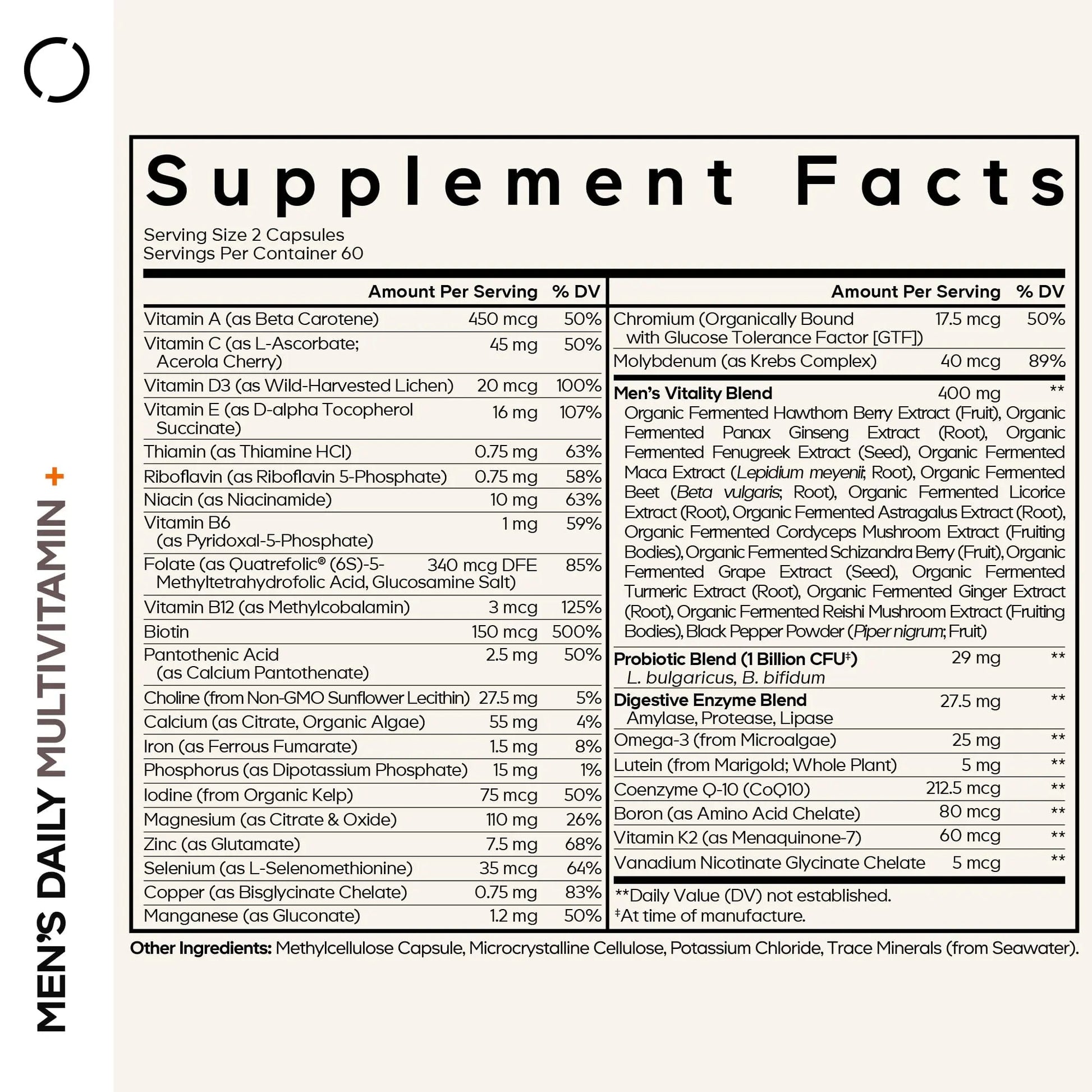 Codeage Men’s Daily Multivitamin – 25+ Essential Vitamins & Minerals, Organic Whole Foods, Probiotics, Omega-3, Zinc CodeageAu supplements