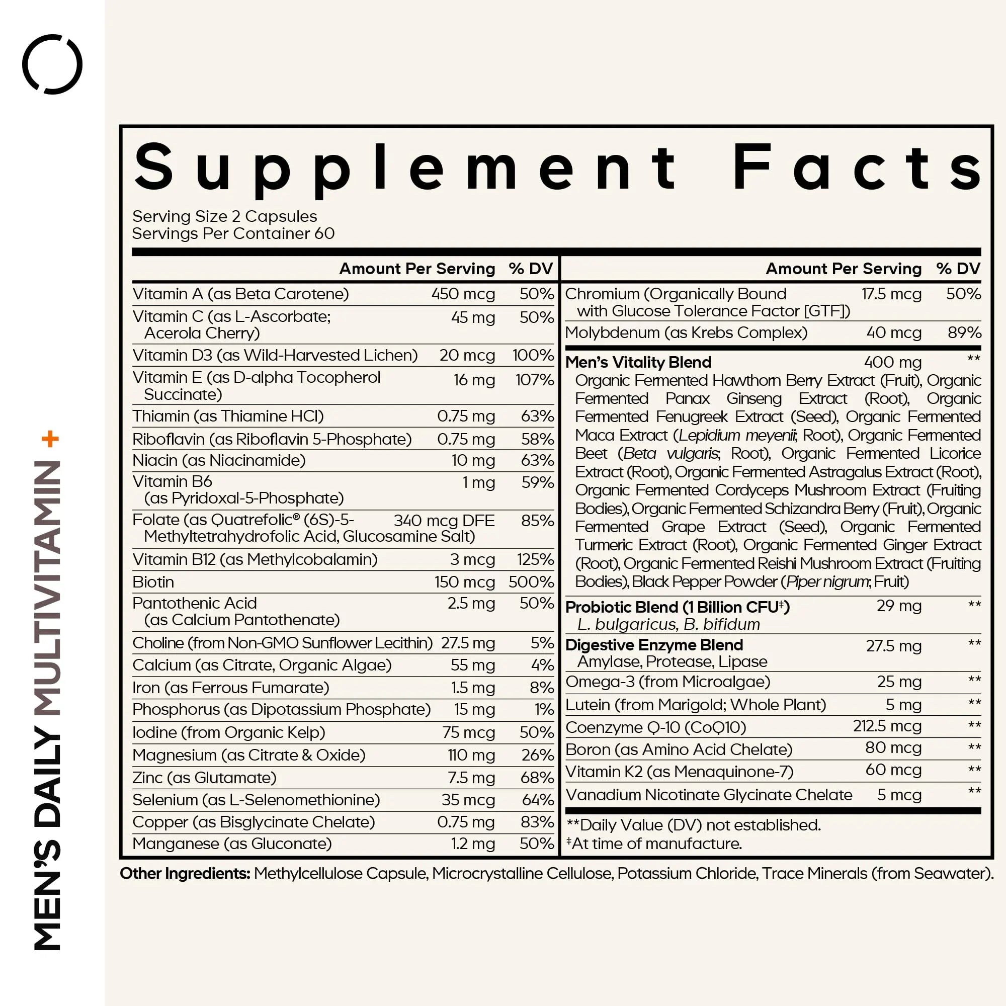 Codeage Men’s Daily Multivitamin – 25+ Essential Vitamins & Minerals, Organic Whole Foods, Probiotics, Omega-3, Zinc CodeageAu supplements