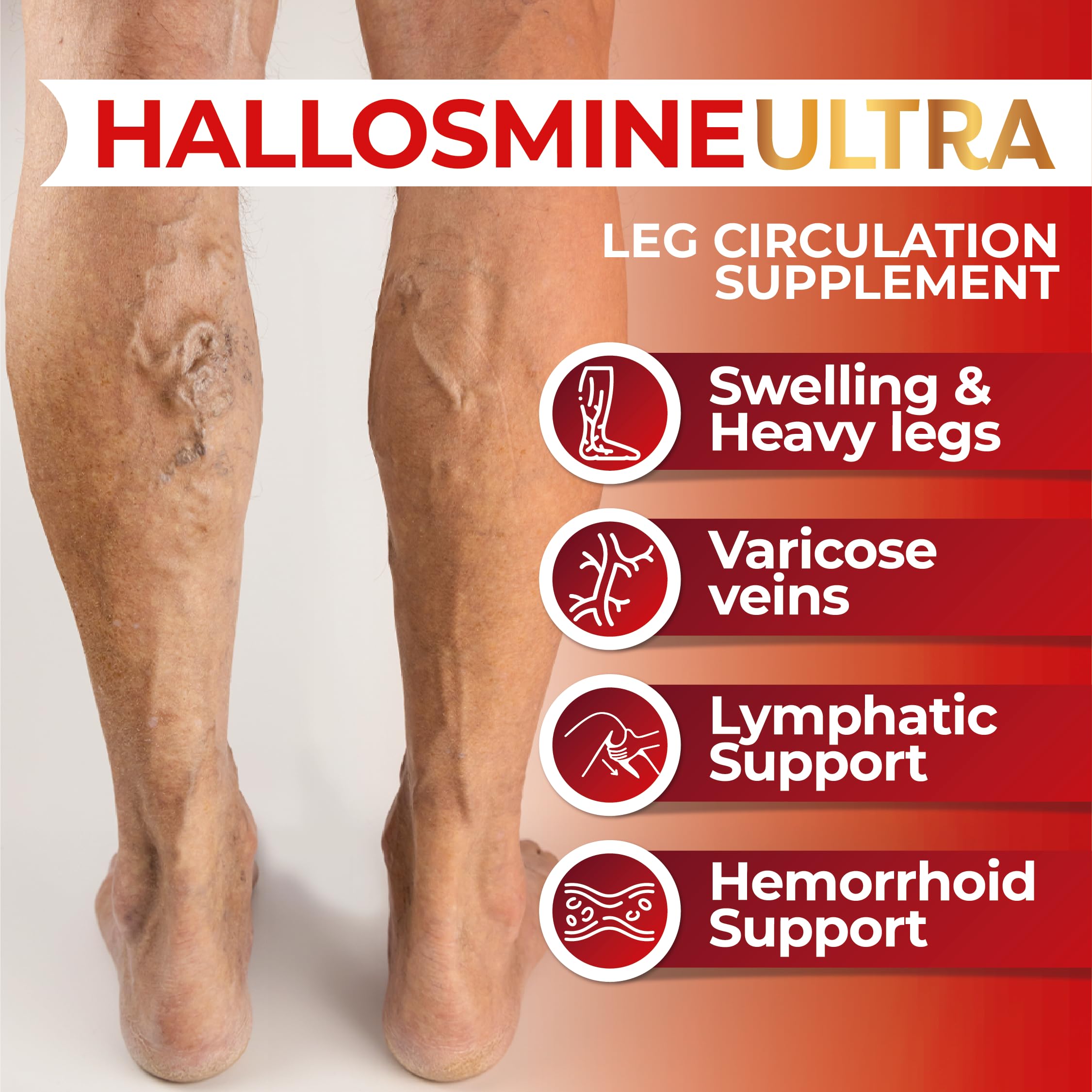 Hallosmine Ultra 650mg Diosmin Hesperidin, 60 Capsules + FREE Leg Cream with Diosmin, Hesperidin & Horse Chestnut, 4 oz | Blood Circulation & Vein Support Supplement, GMO Free, Gluten Free Hallusa NaturalAu supplements