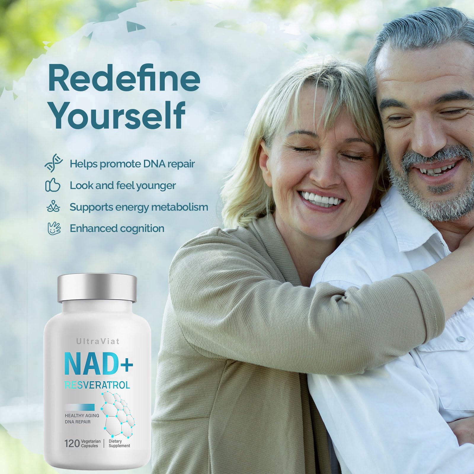 UltraViat NAD+ Supplement 1000mg, Premium NAD+ & Resveratrol Complex for Energy & Anti Aging - 120 Capsules UltraViatAu supplements