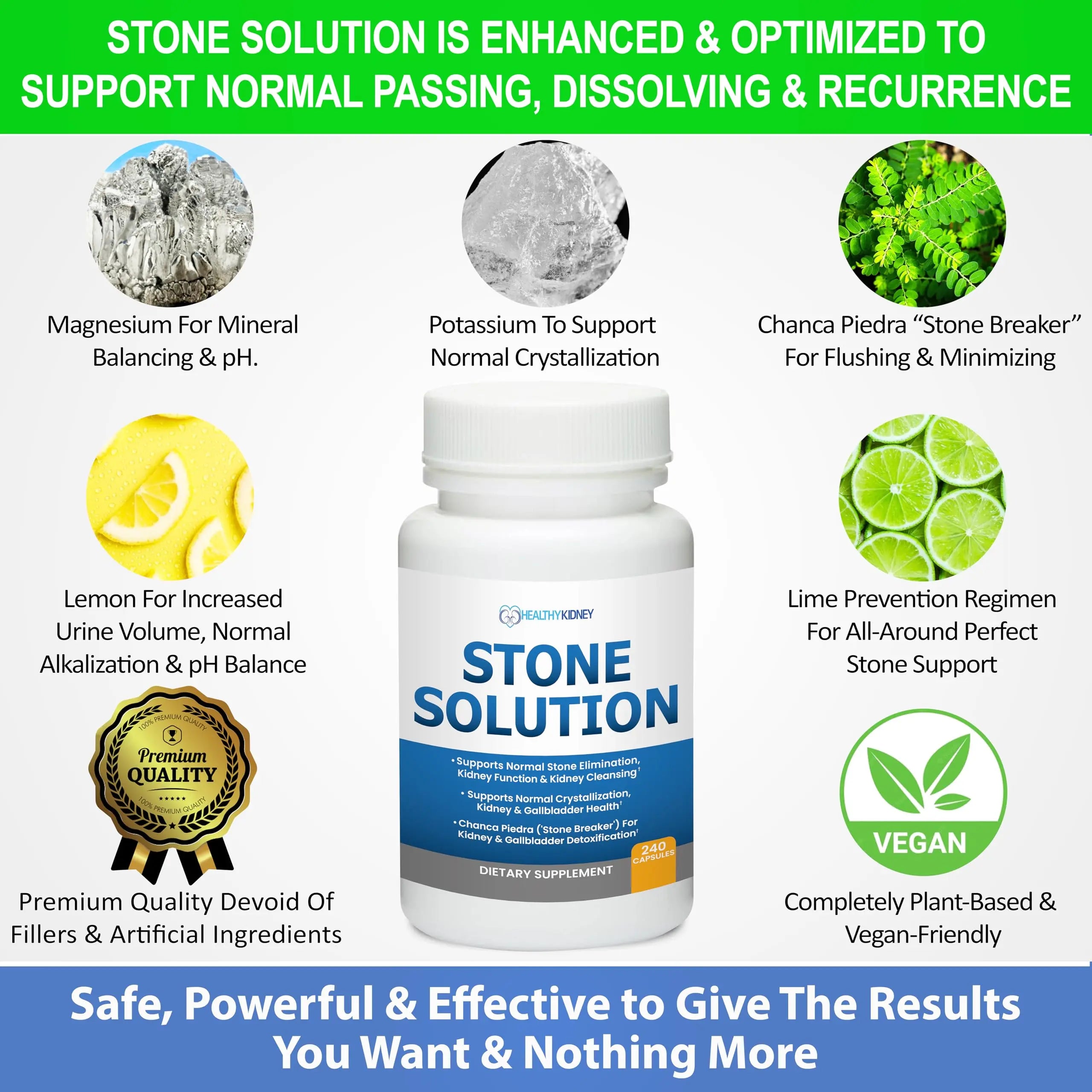 Stone Solution Capsules- Natural Dissolver, Kidney Stone Support & Kidney Cleanser Chanca Piedra Stone Breaker Gallbladder Cleanse, Flush & Stop Recurrence, Stone Relief 60 Servings Kidney Restorenz supplements