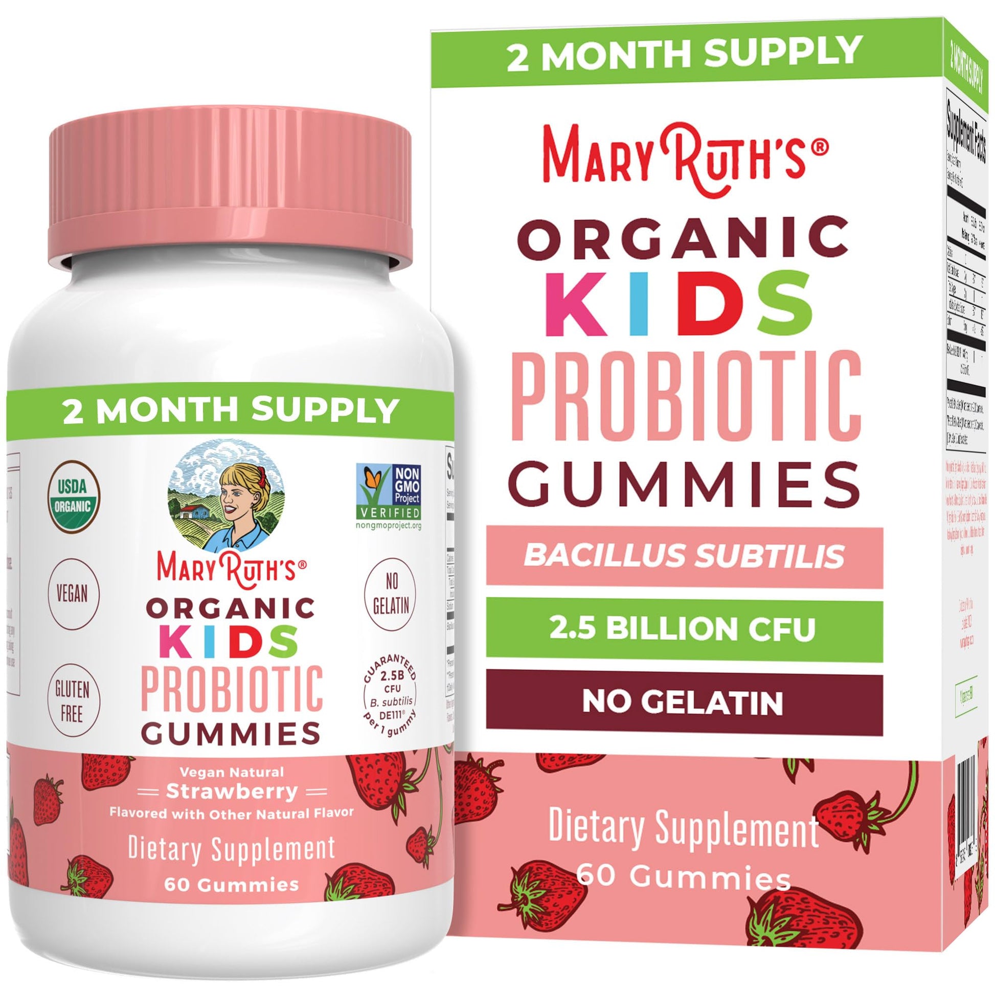 MaryRuth Organics Kids Probiotics for Digestive Health | USDA Probiotic Gummies | 2 Month Supply | Kids Probiotics | Immune Support | Gut Health Supplement | Vegan | Non-GMO | Gluten Free | 60 Count MARYRUTH'SUS supplements