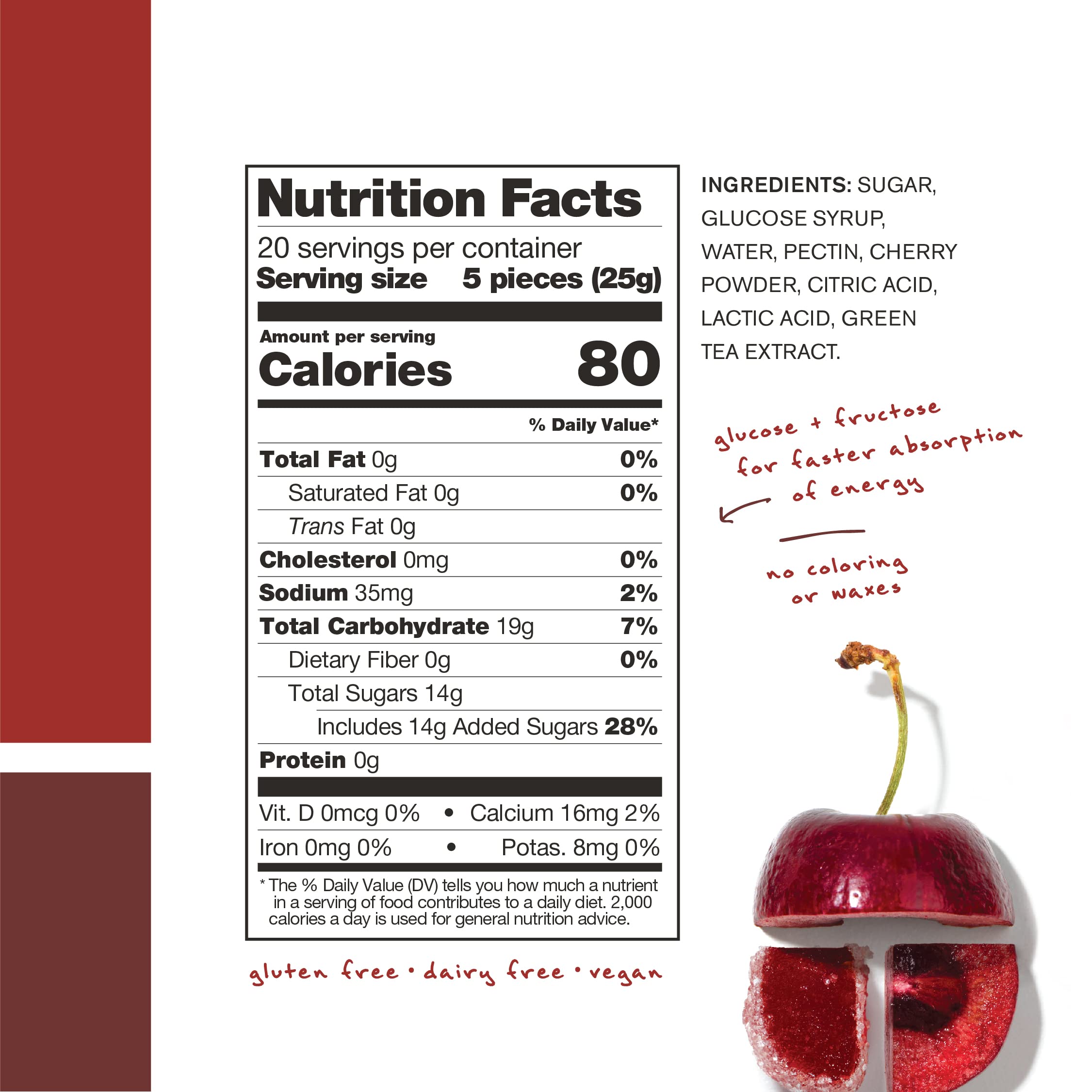 Skratch Labs Sport Energy Chews, Sour Cherry with Caffeine (10 Pack) Skratch LabsAu supplements