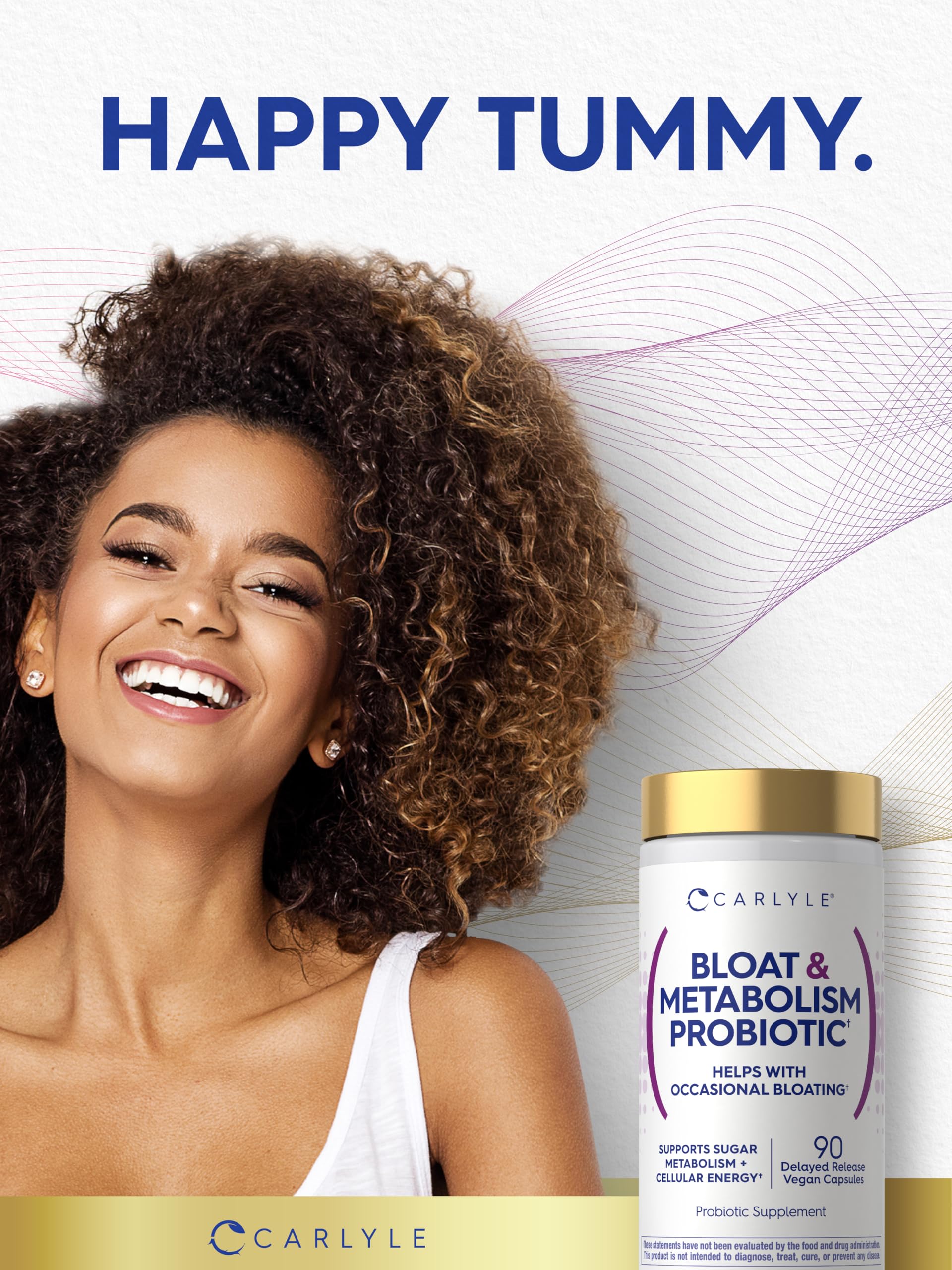 Carlyle Bloat and Metabolism Probiotic | 90 Capsules | Bloating Relief Formula | Sugar & Cellular Energy Support | for Women and Men | Vegan, Non-GMO, Gluten Free CarlyleAu supplements