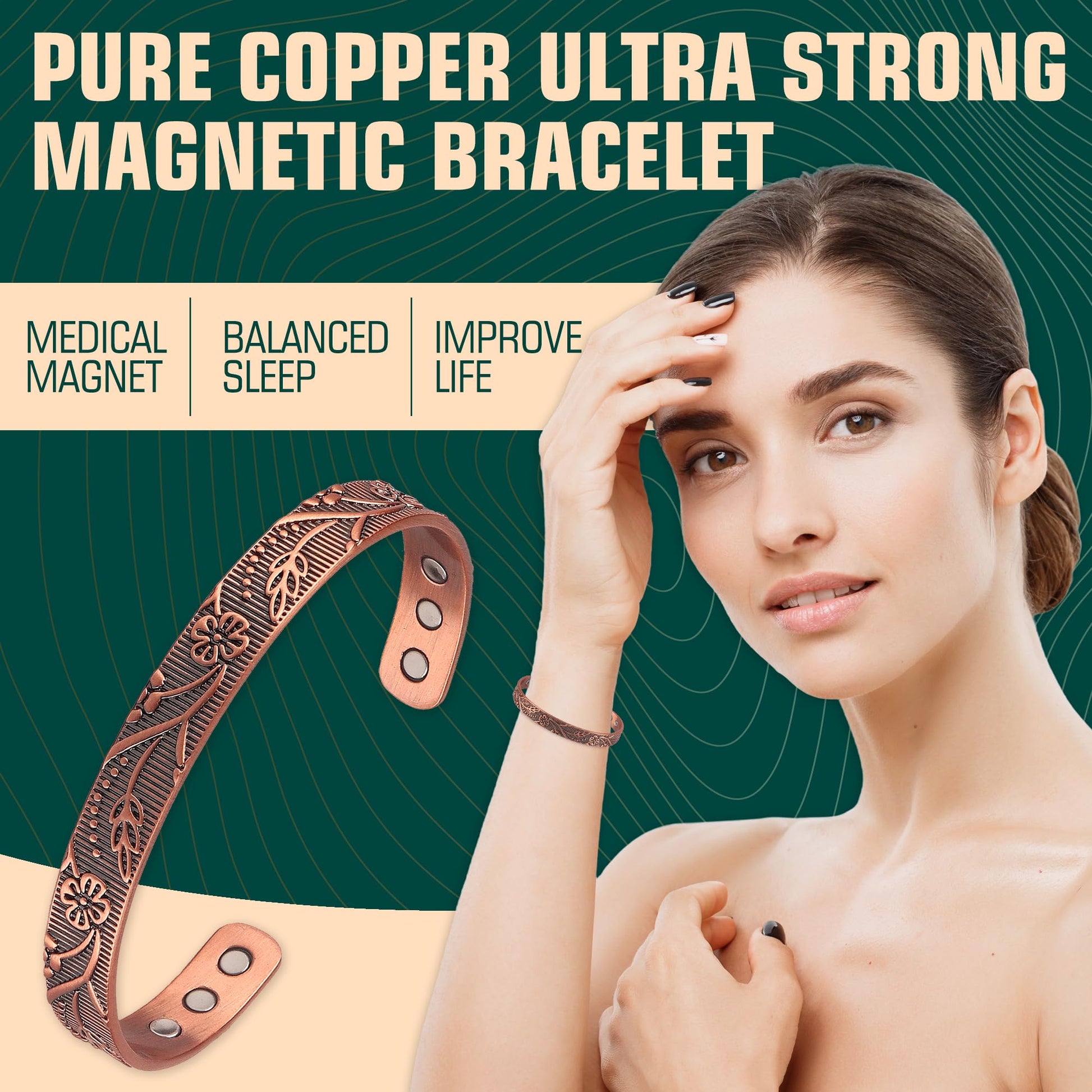 FASCIO Copper Bracelets and Copper Ring for Women Men,Adjustable Magnetic Lymphatic FASCIOAu supplements