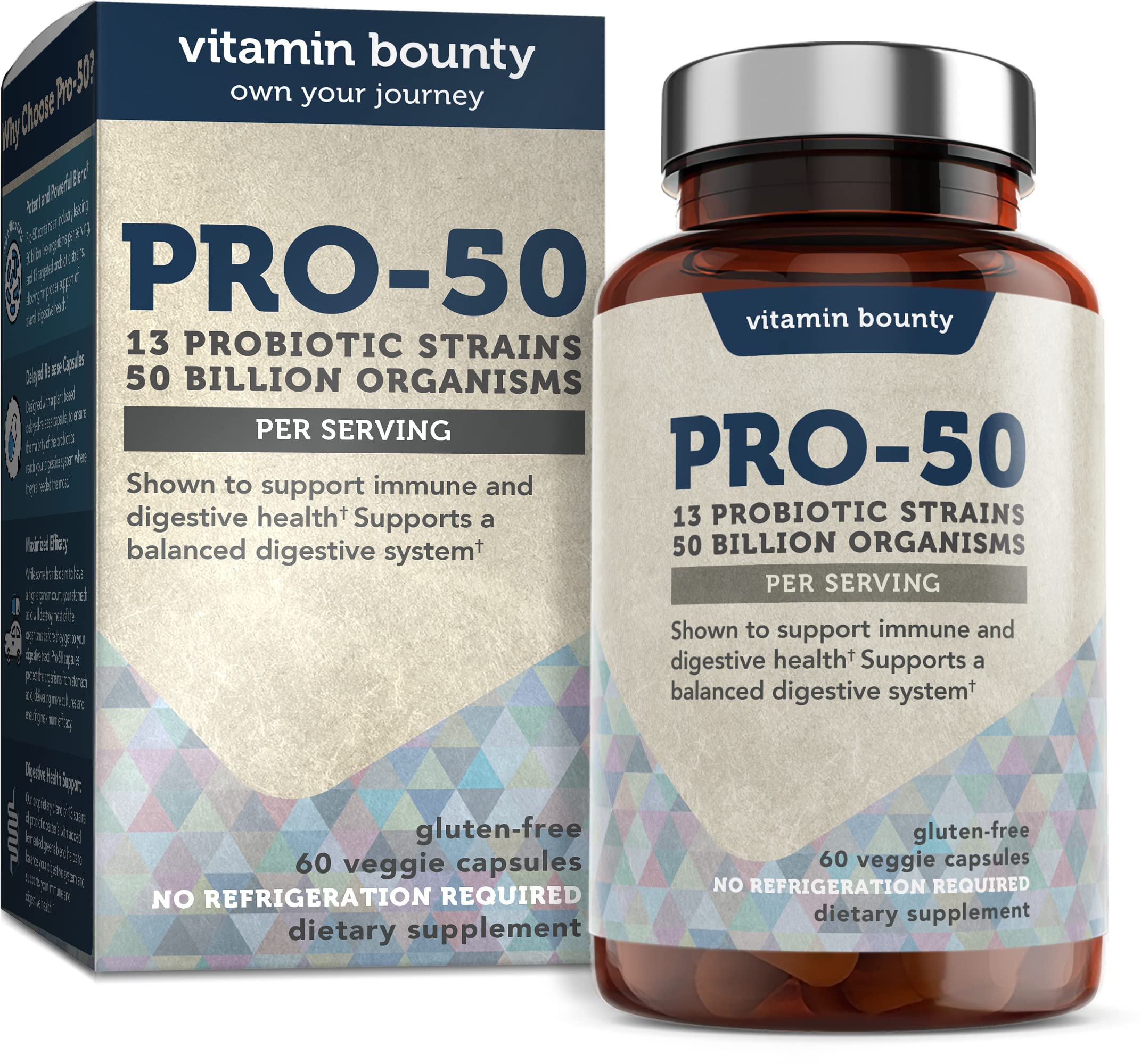 Vitamin Bounty Pro-50 Probiotics - 13 Probiotic Strains, Gut Health, Digestive Health Vitamin BountyAu supplements