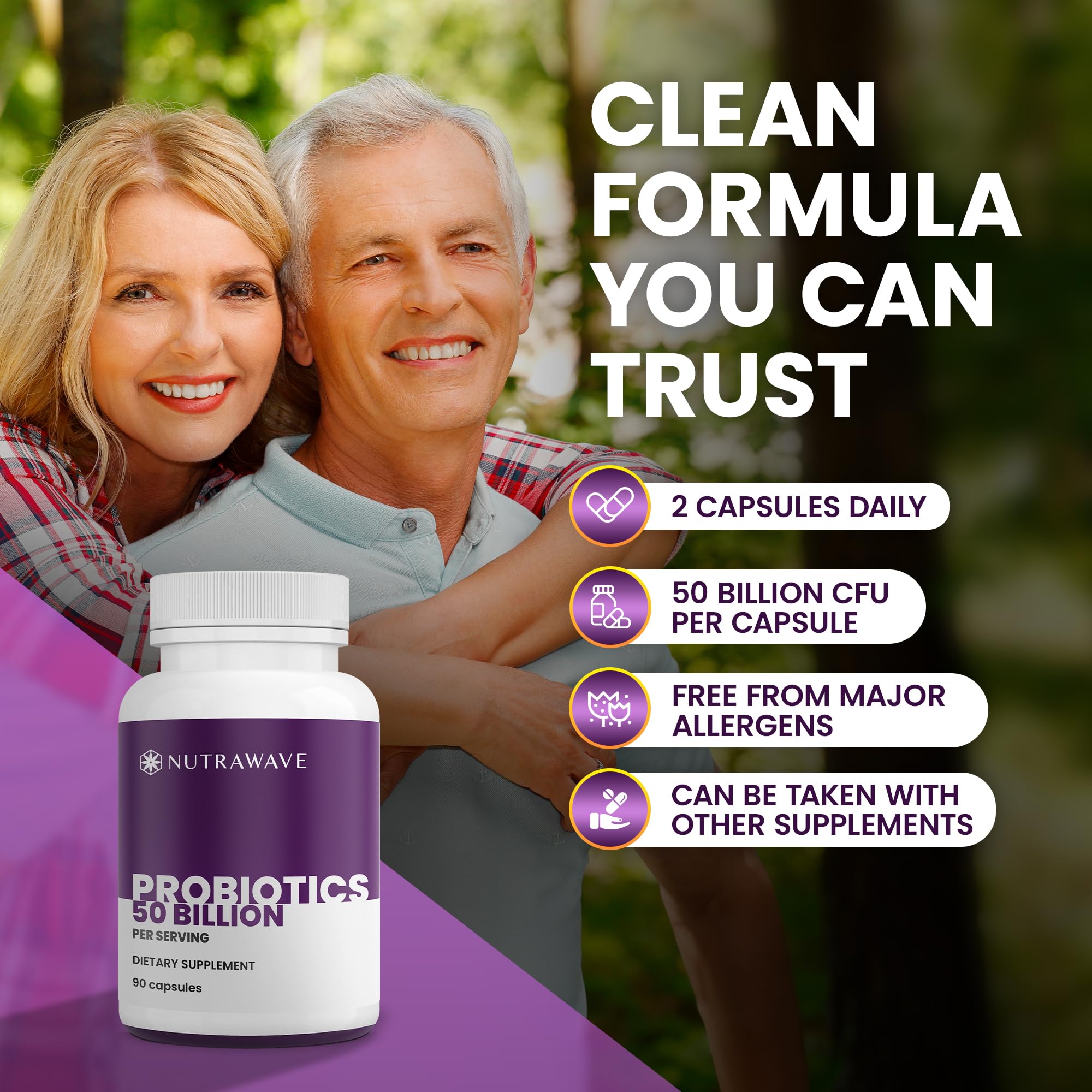 Nutrawave 50 Billion Probiotics for Women & Men, 15 Strains Active Culture. Relieves Bloating & Constipation, Improved Digestion & Gut Health Supplement, Vegan. 60 Powerful Small Capsules. Nutra WaveAu supplements