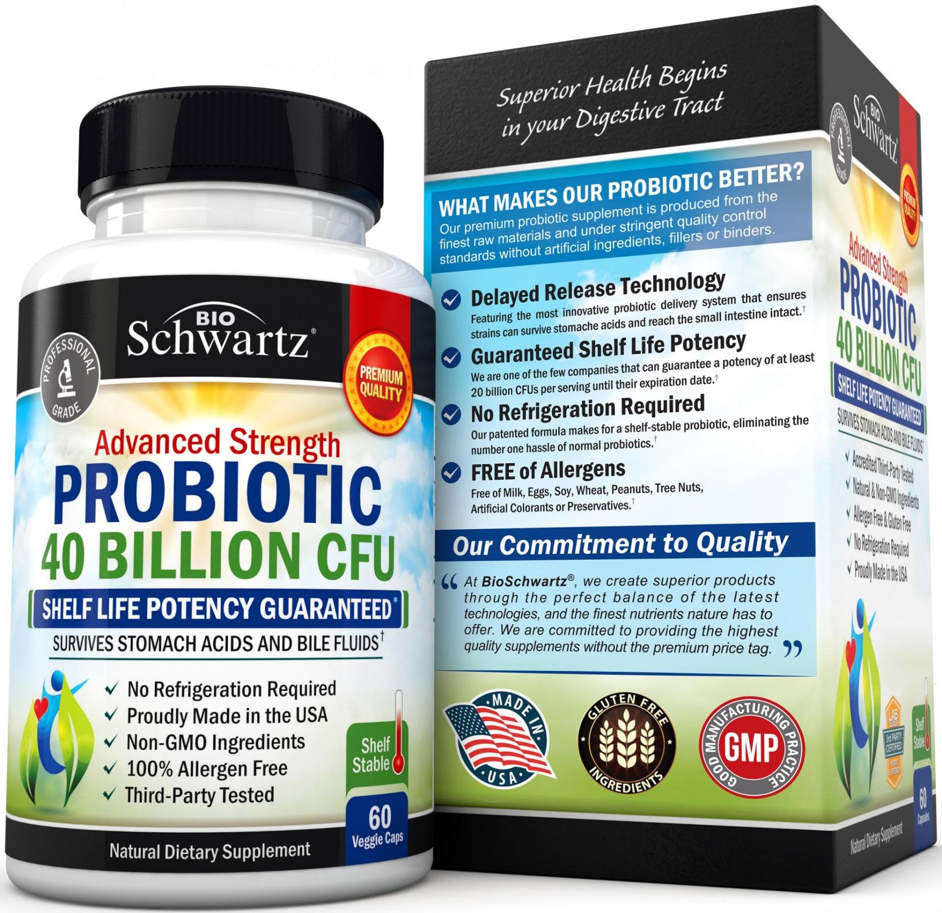 Daily Probiotic Supplement with 40 Billion CFU - Gut Health Complex with Astragalus BioSchwartzAu supplements
