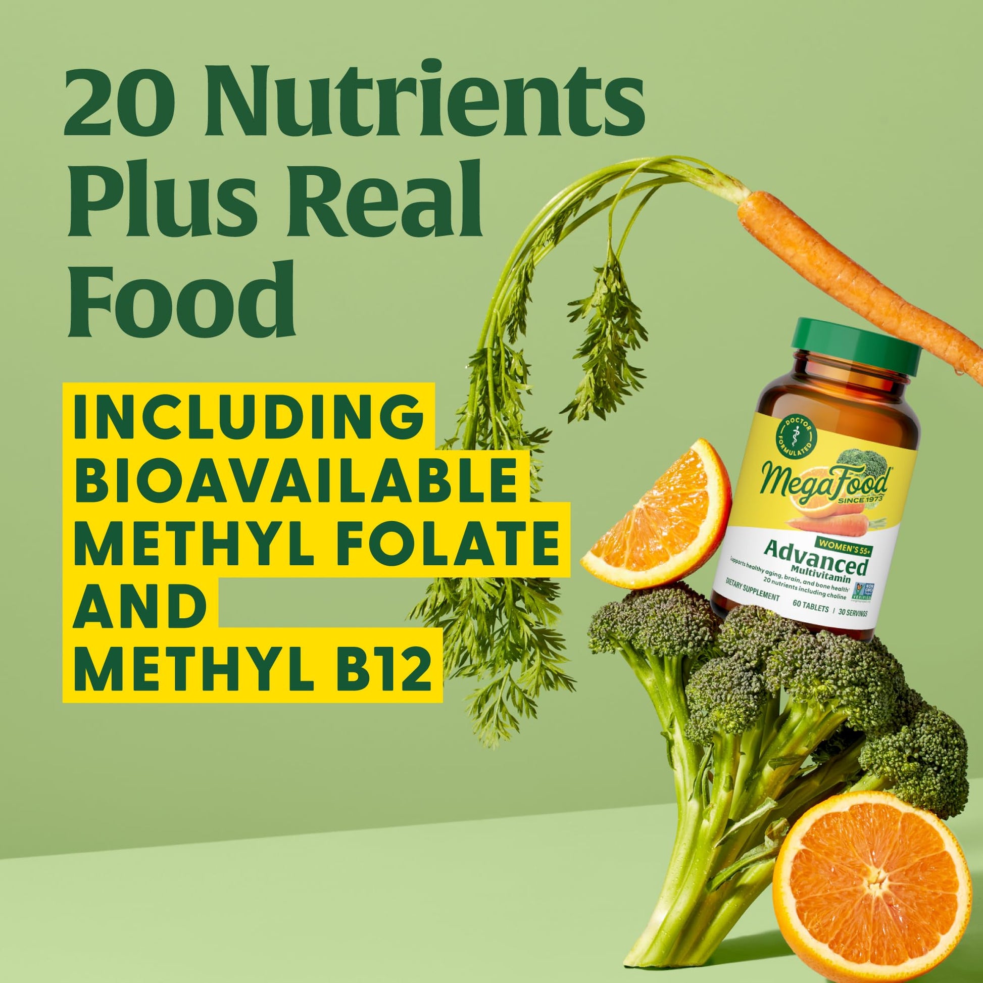 MegaFood, Multi for Women 55+, Supports Optimal Health and Wellbeing, Multivitamin and Mineral Dietary Supplement, Gluten Free, Vegetarian, 60 tablets (30 servings) MegaFoodAu supplements