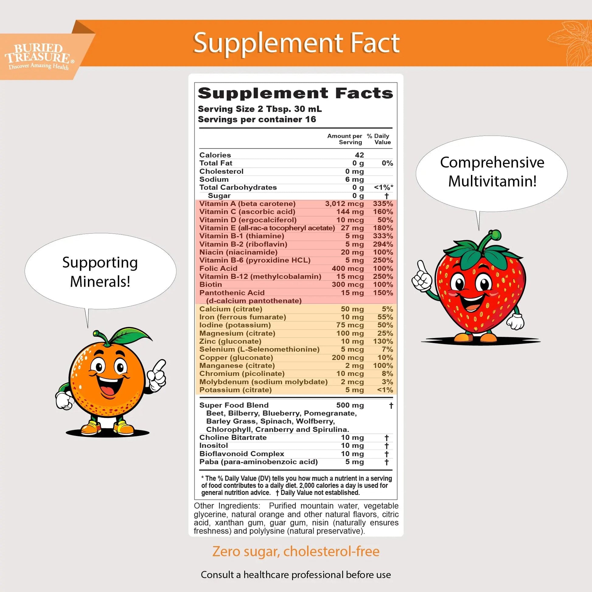 Buried Treasure Children’s Daily Liquid Multivitamin - 16 oz, 16 servings, Orange Mango Flavor, Supports Kids with Essential Nutrients & Minerals Select NutritionAu supplements