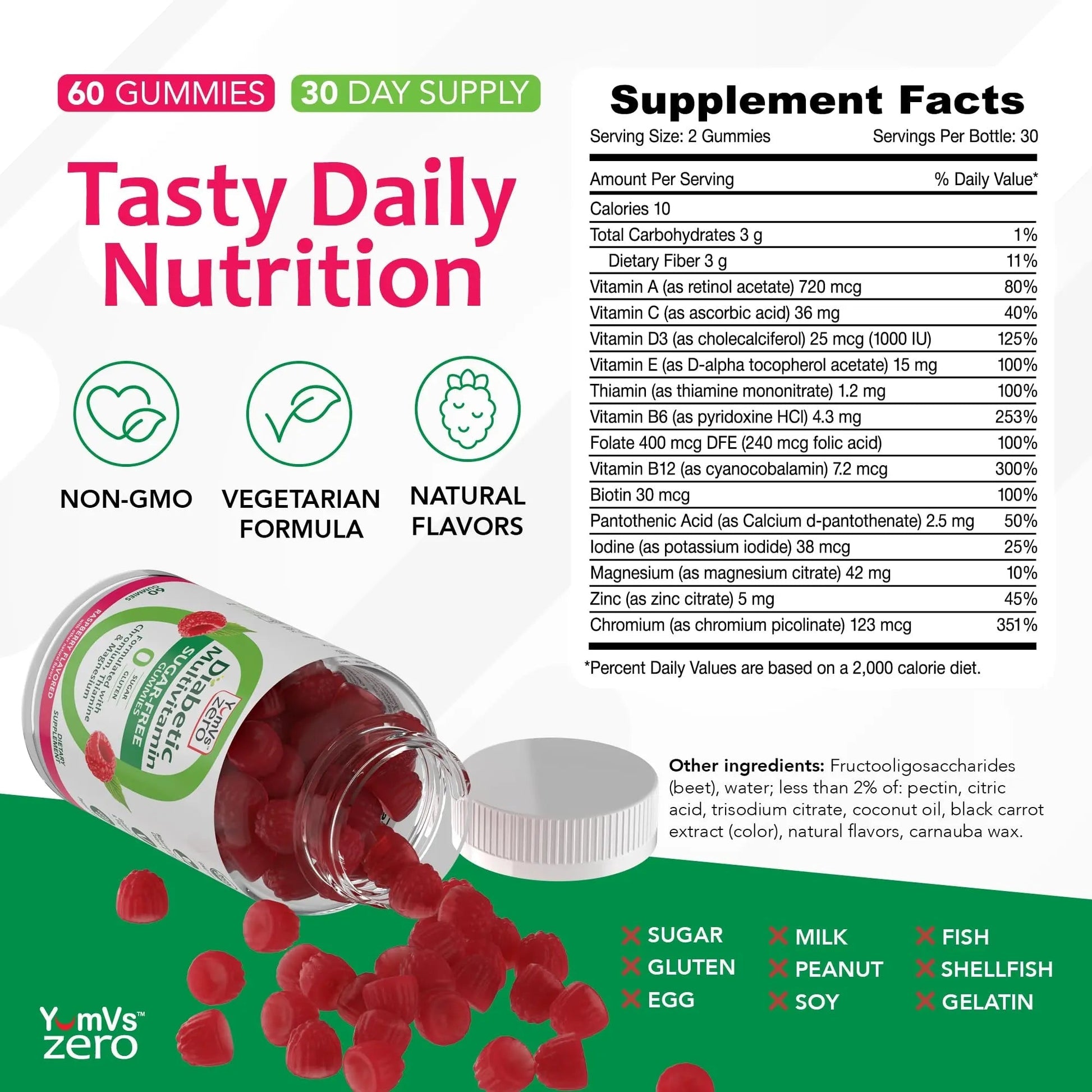 YUM-V'S Multivitamin for Women & Men – Sugar Free Multivitamin Gummies – Zero Sugar Gummy with Chromium, Thiamine & Magnesium YUM-V'SAu supplements