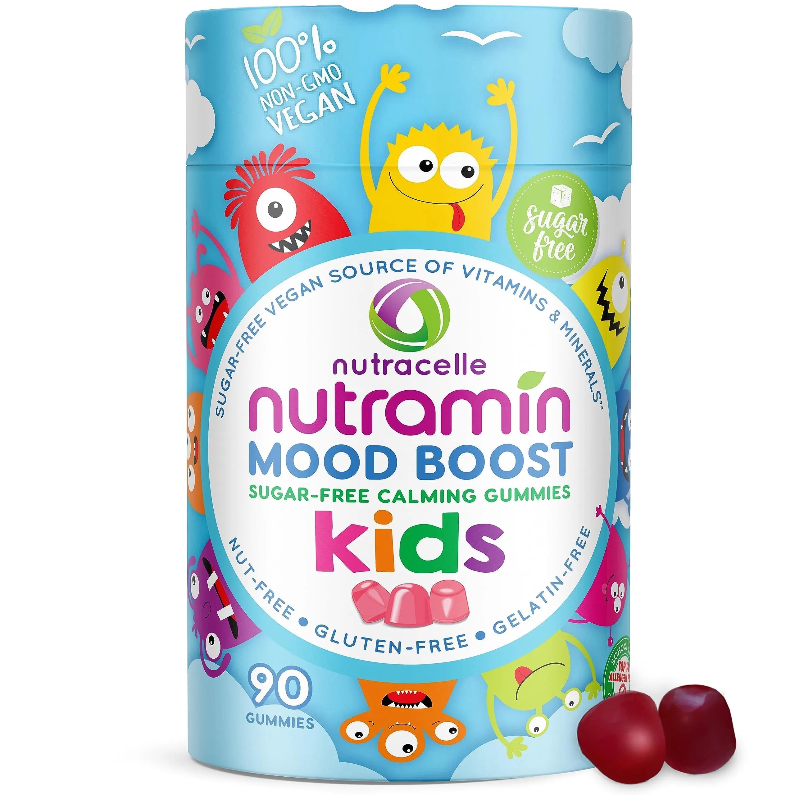 NUTRAMIN Kids Mood Boost Vegan Vitamin Gummy: Calming Magnesium Citrate Supplement for Children with Ashwagandha & Vitamin B Complex to Relax & Focus NutracelleAu supplements