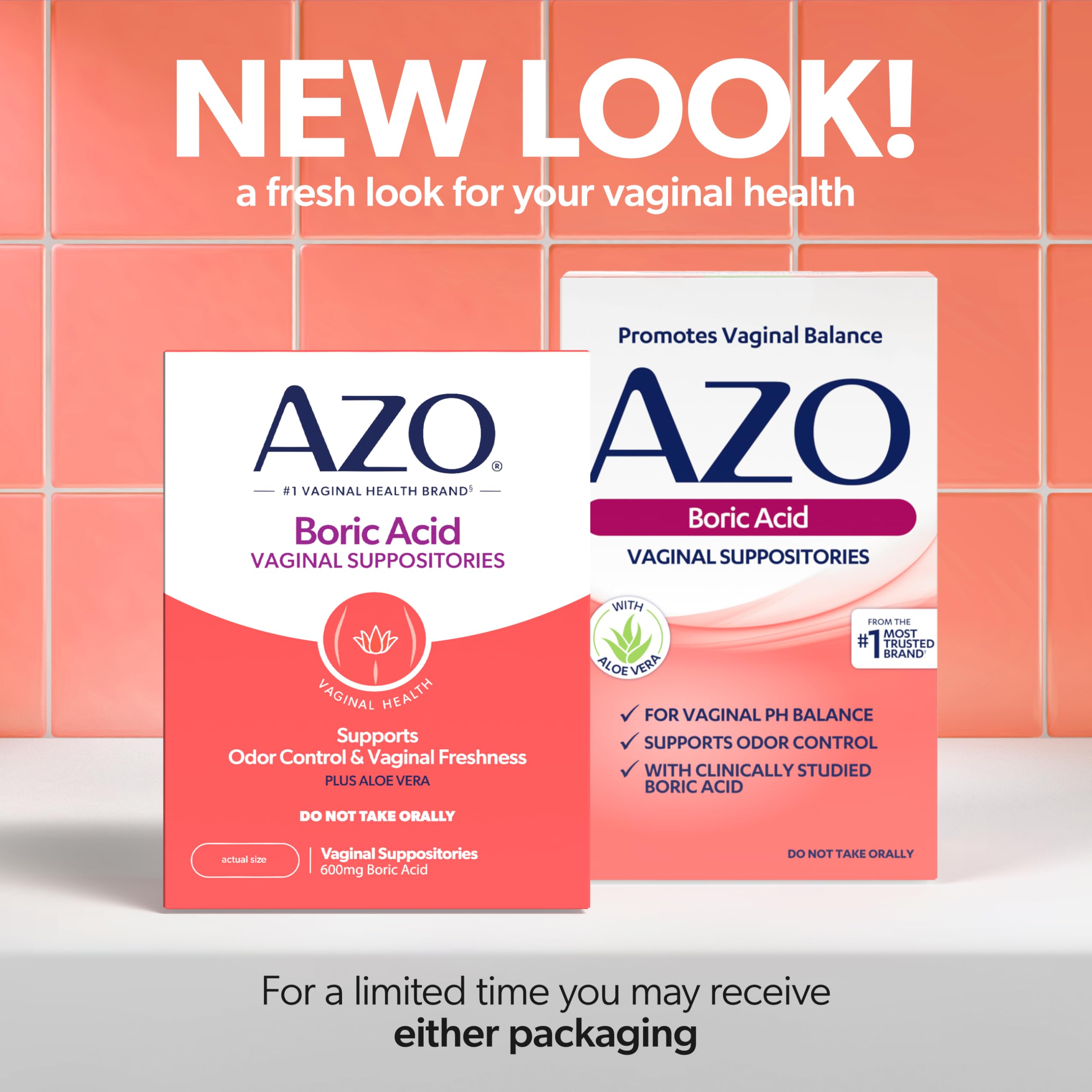 AZO® Boric Acid Vaginal Suppositories for Women, Helps Support Odor Control with Clinically Studied Boric Acid, Non-GMO, 30 Count AZOUS supplements