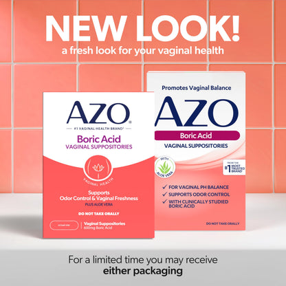 AZO® Boric Acid Vaginal Suppositories for Women, Helps Support Odor Control with Clinically Studied Boric Acid, Non-GMO, 30 Count AZOUS supplements