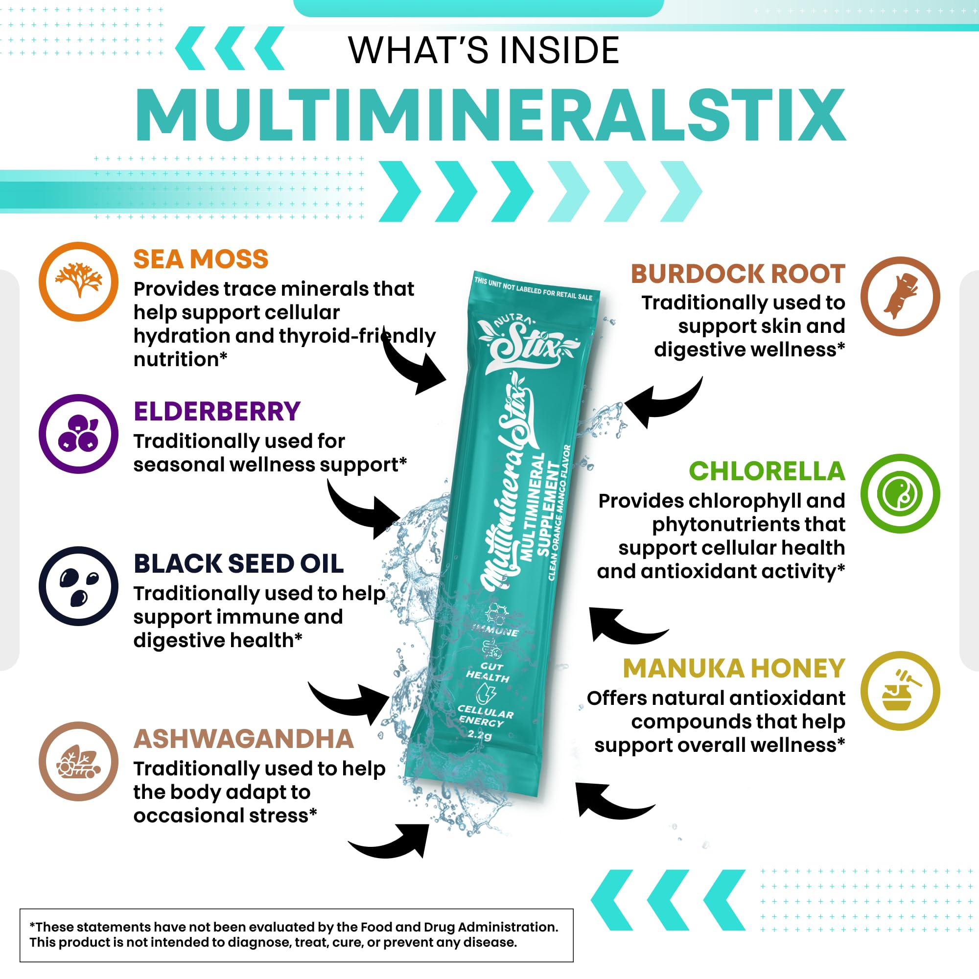 Sea Moss Powder Elderberry Ashwagandha Chlorella Manuka Honey VitaminD3 Vitamin C Zinc Spirulina Iodine Greens Detox Immune Support Sugar Free Hydration Powder Drink Mix – 20 Sticks Clean NutraceuticalsAu supplements