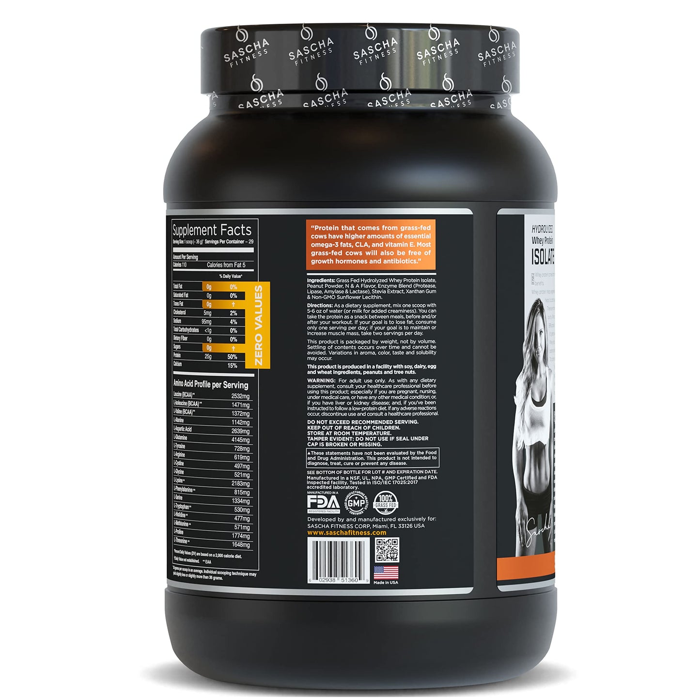 SASCHA FITNESS Hydrolyzed Whey Protein Isolate,100% Grass-Fed ,2.3 Pounds SASCHA FITNESSUS supplements