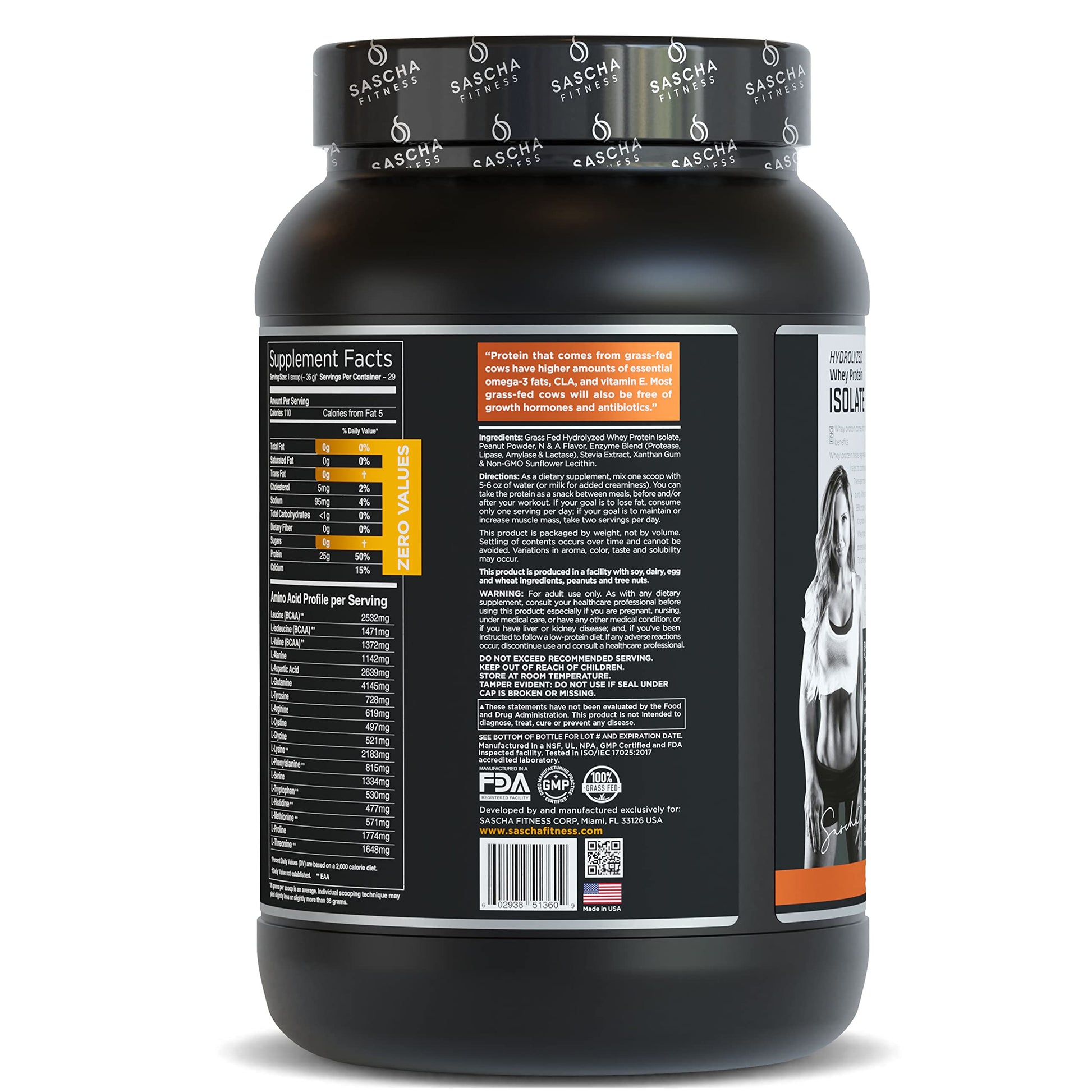 SASCHA FITNESS Hydrolyzed Whey Protein Isolate,100% Grass-Fed ,2.3 Pounds SASCHA FITNESSUS supplements