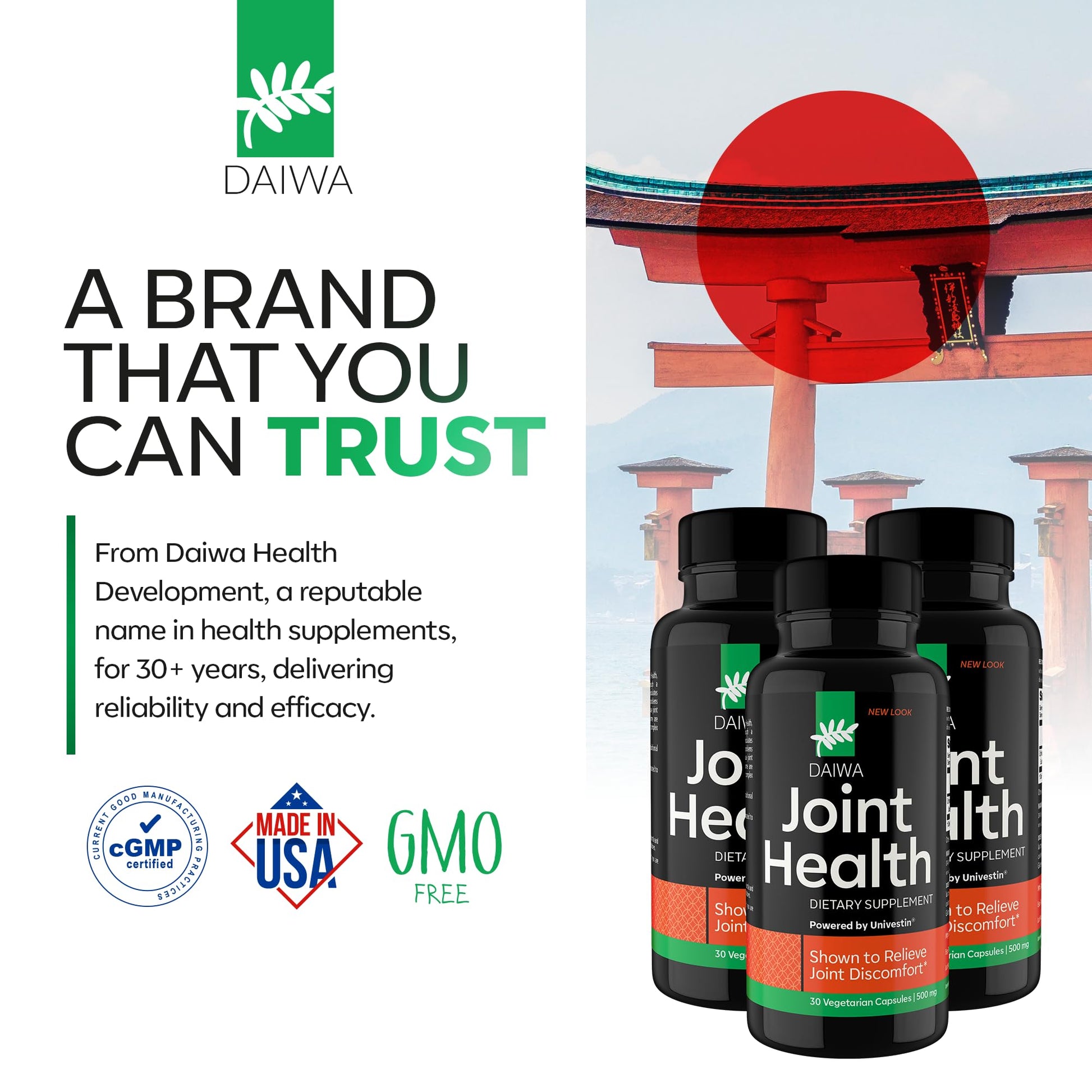 Daiwa Joint Health - Tendon and Ligament Supplements with Chinese Skullcap and Acacia Catechu - Traditional Plant-Based Formula for Active Lifestyles - Non-GMO, 30 Vegetarian Capsules Daiwa Health DevelopmentAu supplements
